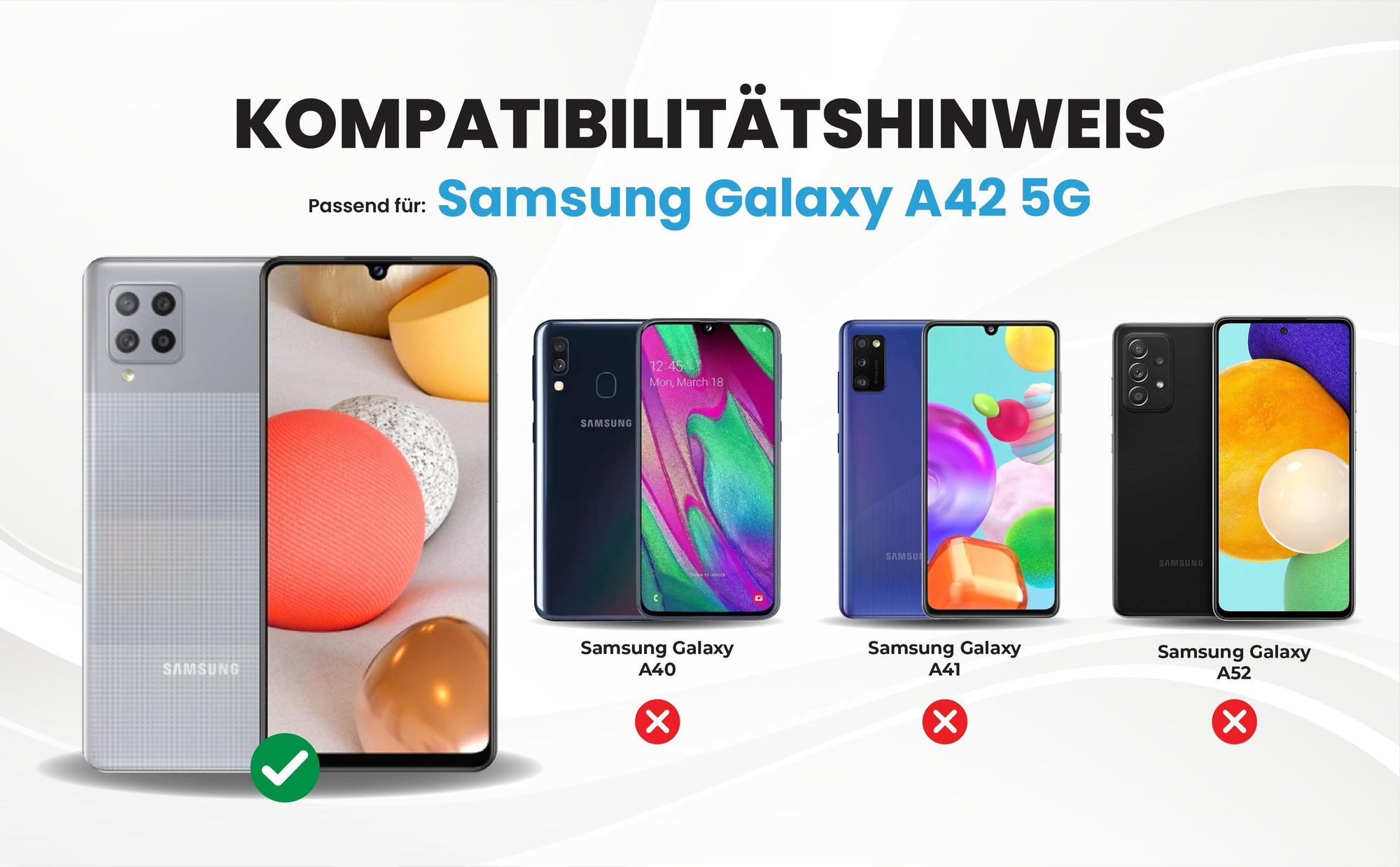 Kompatibilitätshinweise Hülle für Samsung Galaxy A42 5G