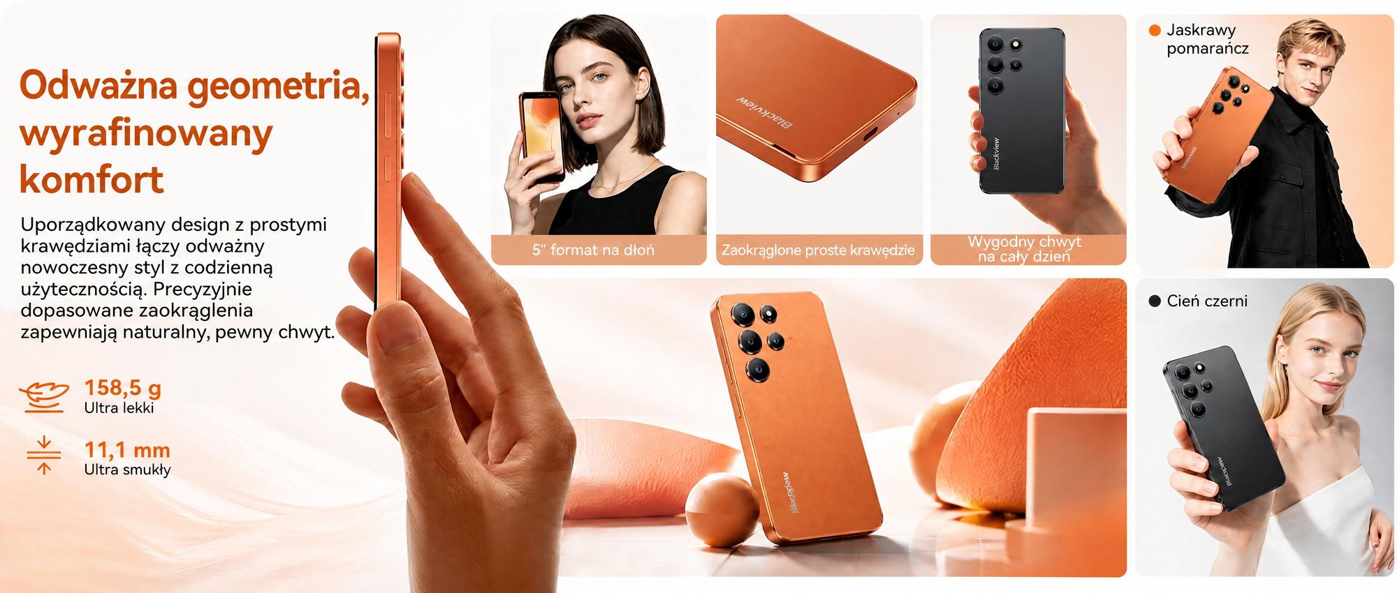 Blackview OSCAL Tiger 12 Android telefon komórkowy bez umowy, 6,78" smartfon 8GB+128GB (z możliwością rozbudowy), aparat 64MP/5000 mAh/4G dual SIM/odcisk palca, szary
