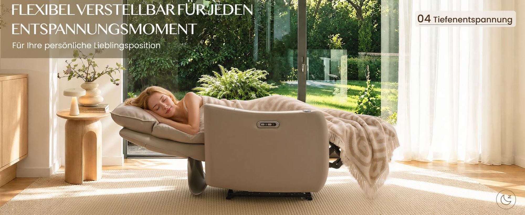 FLEXISPOT Lune Pro Elektrischer Relaxsessel, Doppelmotor, Echtleder, 180° Liegefunktion, 3-fach Kopfstütze, USB-Anschluss & 360° Schwenktisch, Beige