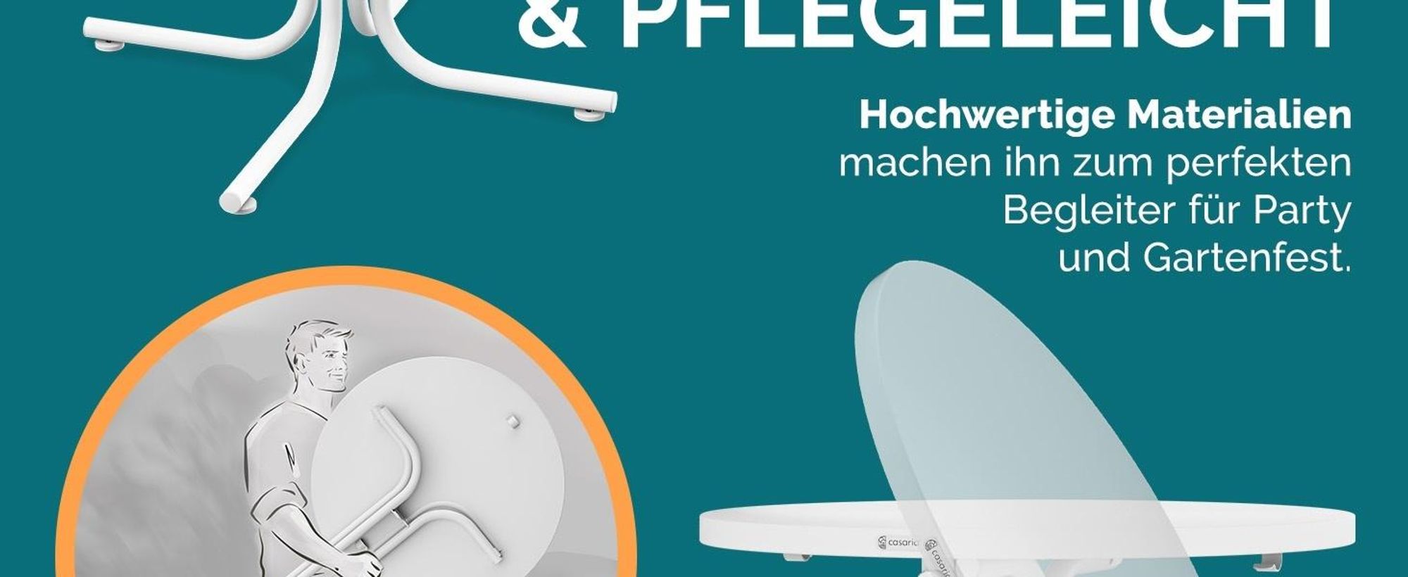 Klappbarer runder Stehtisch Ø 70/80 cm, Höhe 110 cm für Indoor & Outdoor