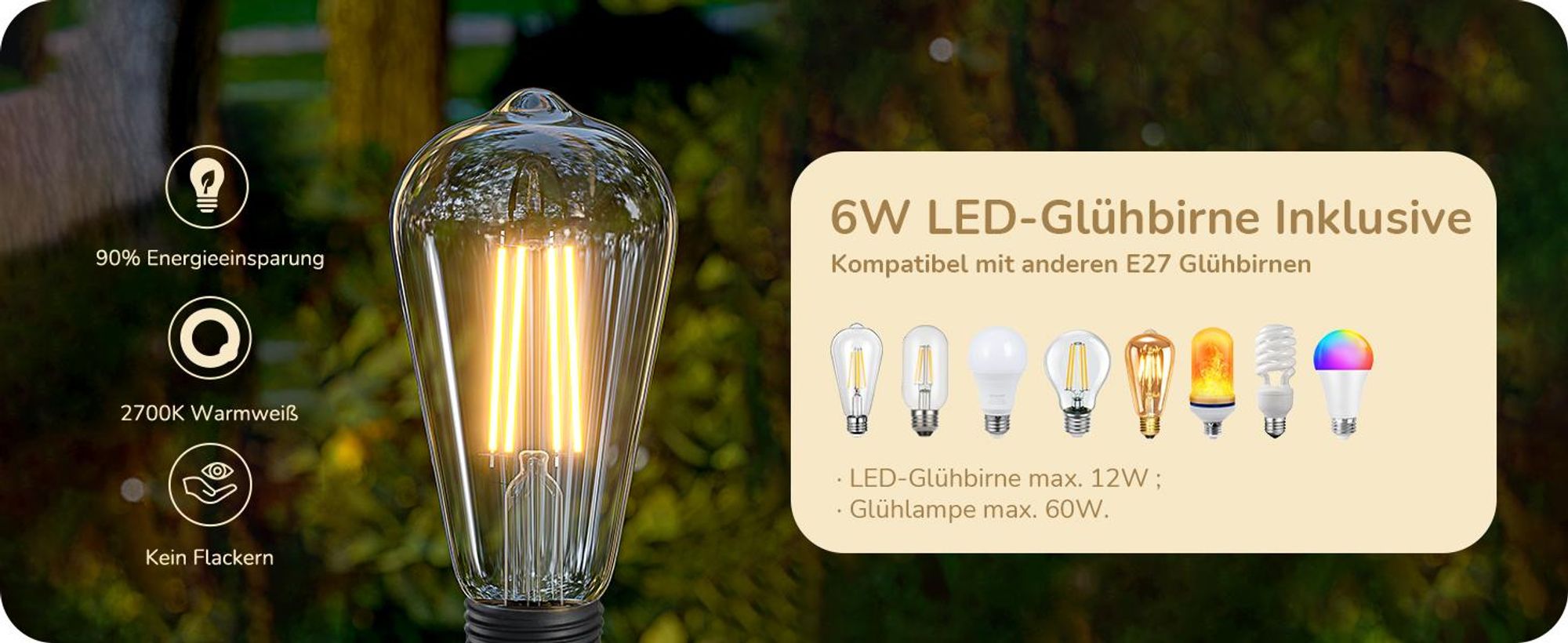 EDISHINE Stehlampe Wohnzimmer, LED Stehleuchte Rattan, Boho Stehlampe vintage 2700K