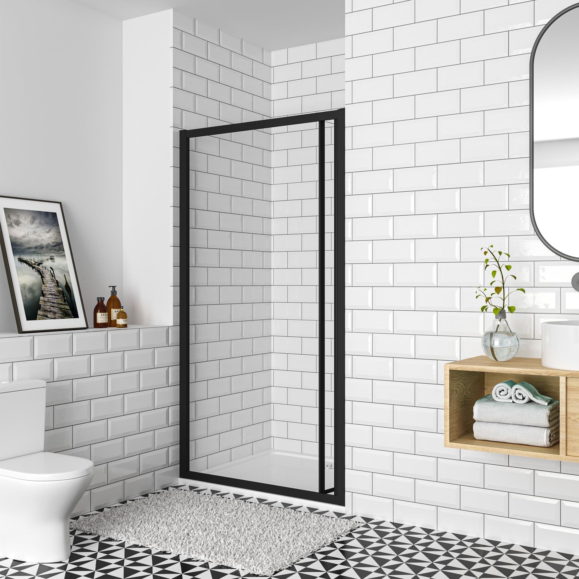 Duschparadies Duschfalttür Nischentür 70 x 195 cm Mattschwarz Badezimmer Glastür für Duschnische 5 mm ESG Sicherheitsglas
