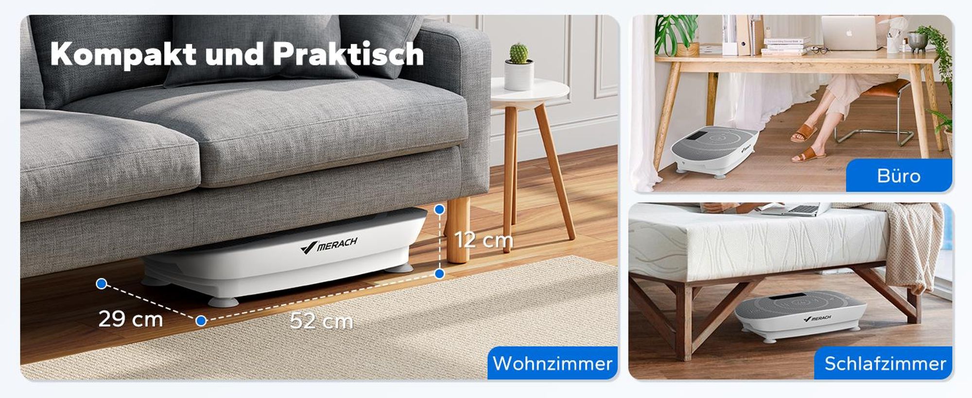 Vibrationsplatte – Mini-Vibrationsplattform mit LED-Display, mit Fernbedienung, für Ganzkörpertraining zu Hause, bis 136 kg