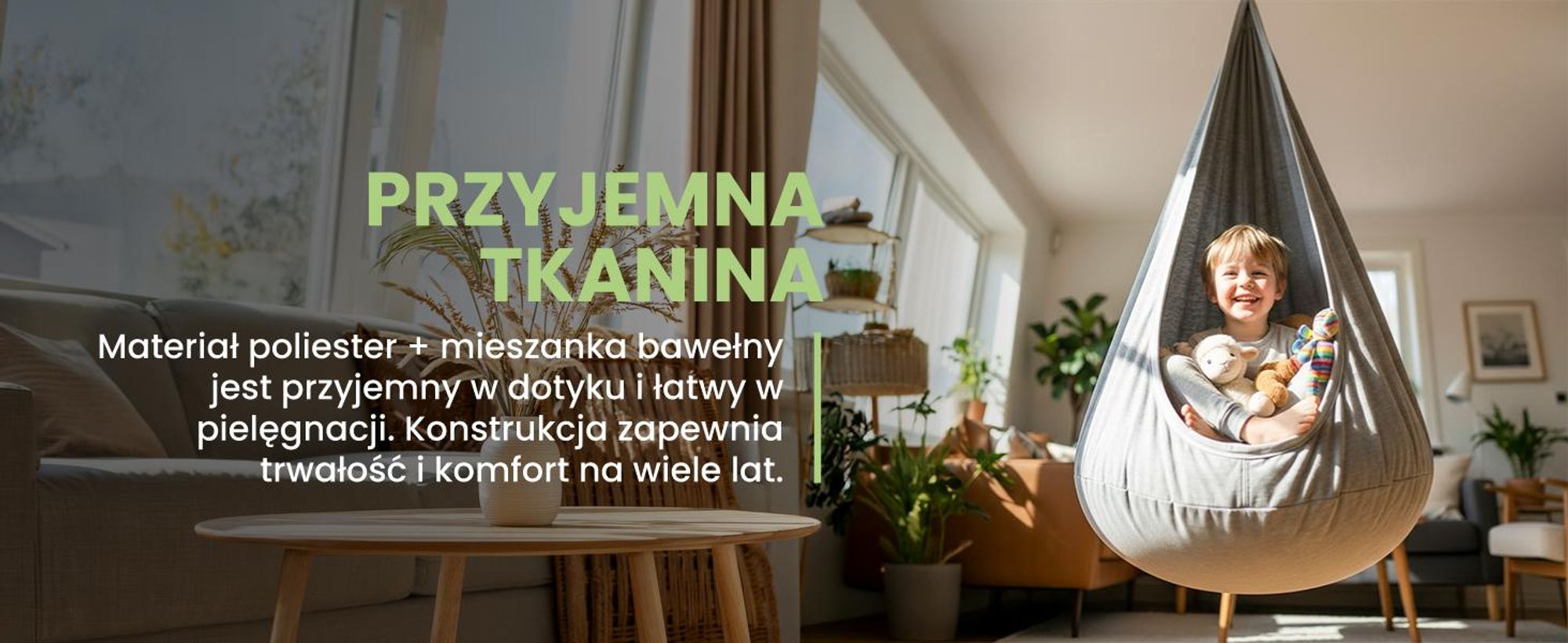 Kokon bujawka dla dzieci z poduszką z bawełny w kolorze szarym
