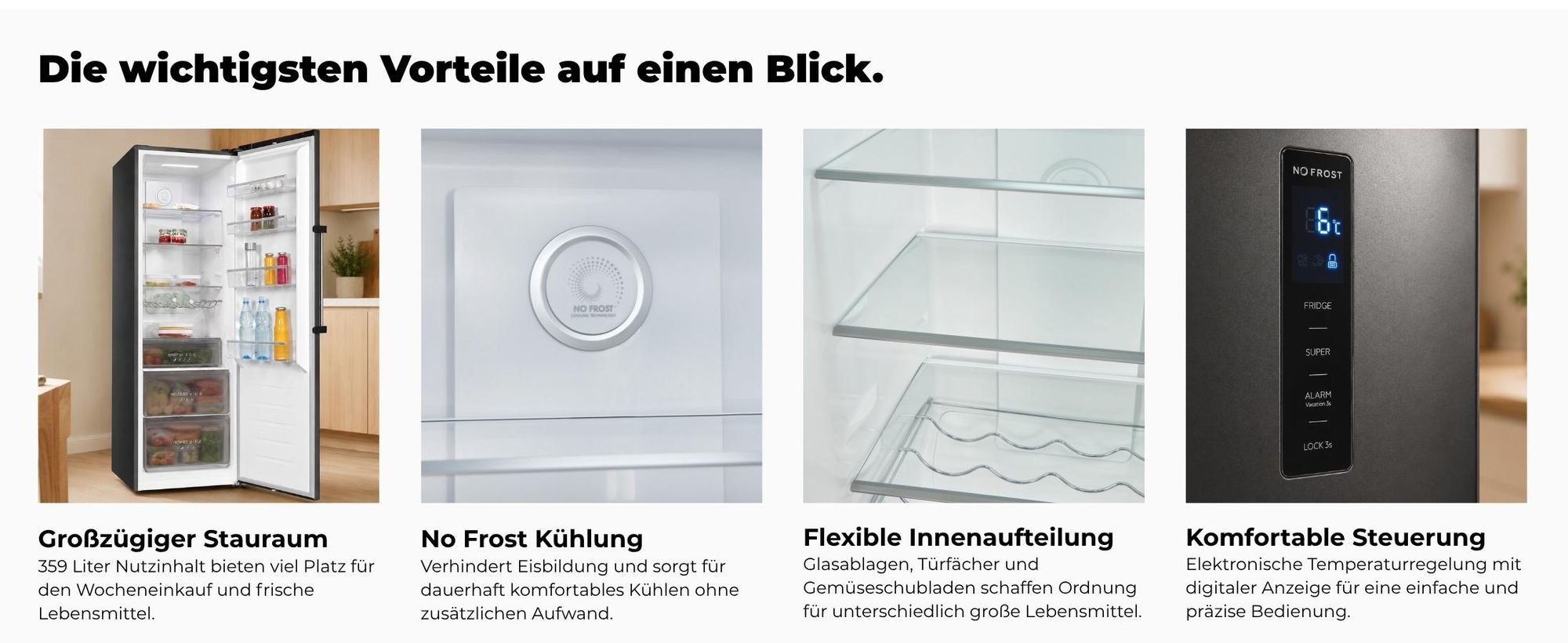 Vollraumkühlschrank | KS5360-V-HE-040C inoxlook-az | 359 l | LED | Elektronisch | Energieklasse C | 39 dB | Inoxlook-az