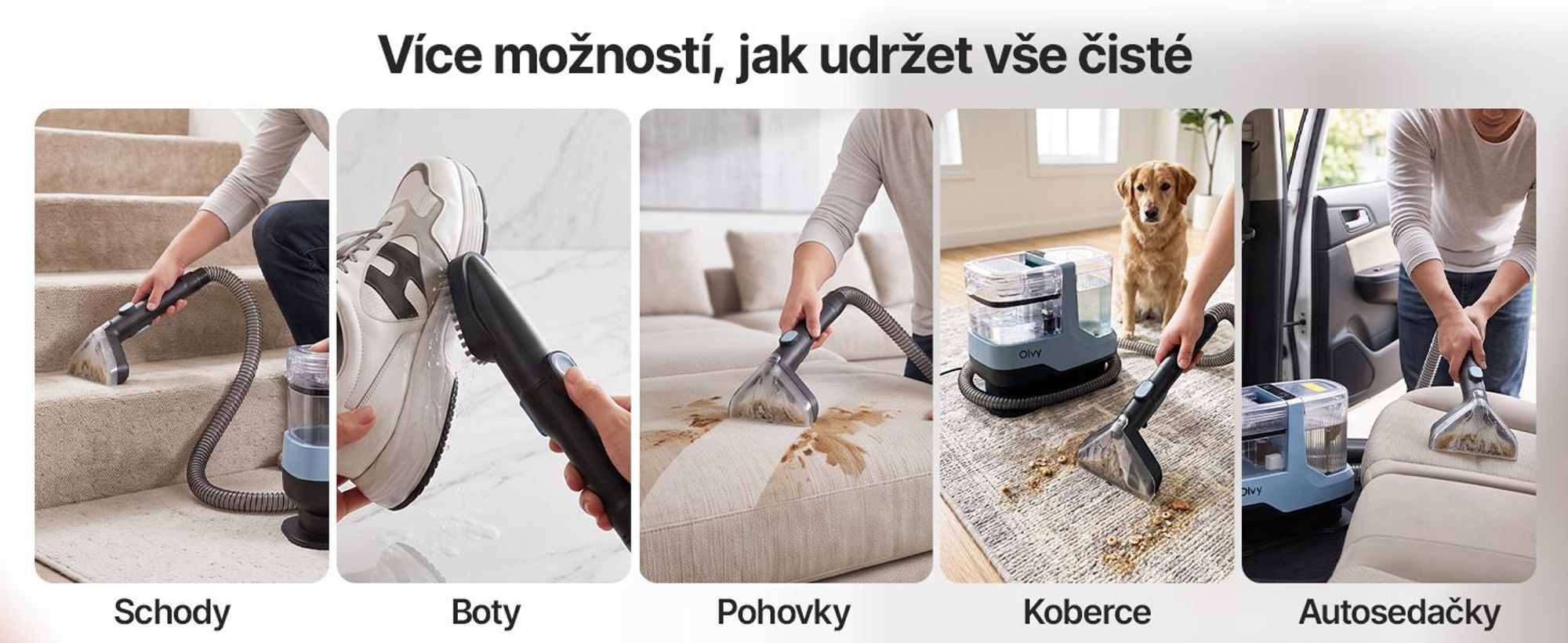 Olvy vysavač na praní koberců 17 000 PA - Výkonný vysavač na mokré vysávání čalounění pro pohovku, auto a koberce včetně příslušenství a čisticího prostředku