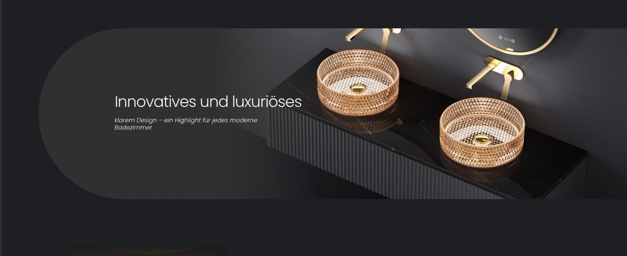 EMKE Aufsatzwaschbecken Rundes Glas Transparentes Rosegold 36 x 36 x 11.2 cm Hochwertiges Design-Waschbecken für Badezimmer & Gäste-WC Waschschal