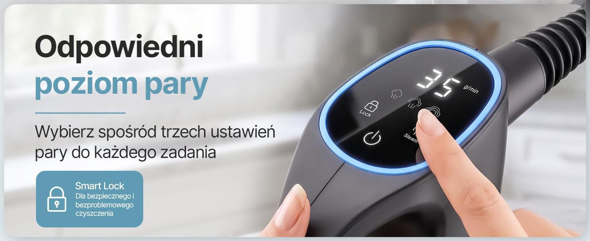Przenośny odparowywacz Olvy 12-w-1 z ekranem dotykowym – idealny do czyszczenia łazienki, kuchni, sof i mebli