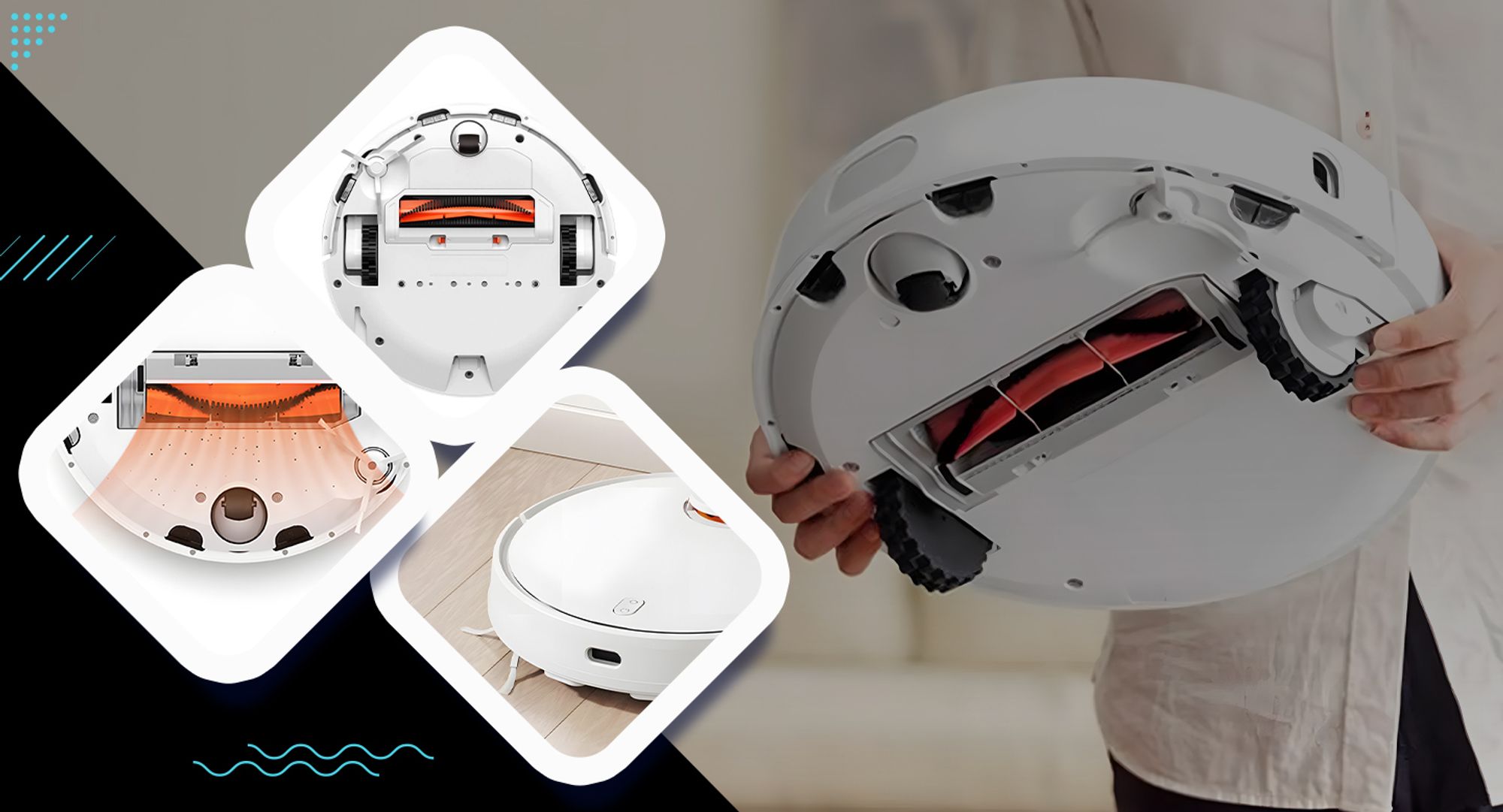 Zubehör Ersatzteile für Xiaomi Mi Robot Vacuum Mop 1C, 2, Dreame F9, 1 Hauptbürste, 4 Seitenbürste, 4 Hepa Filter Retoo