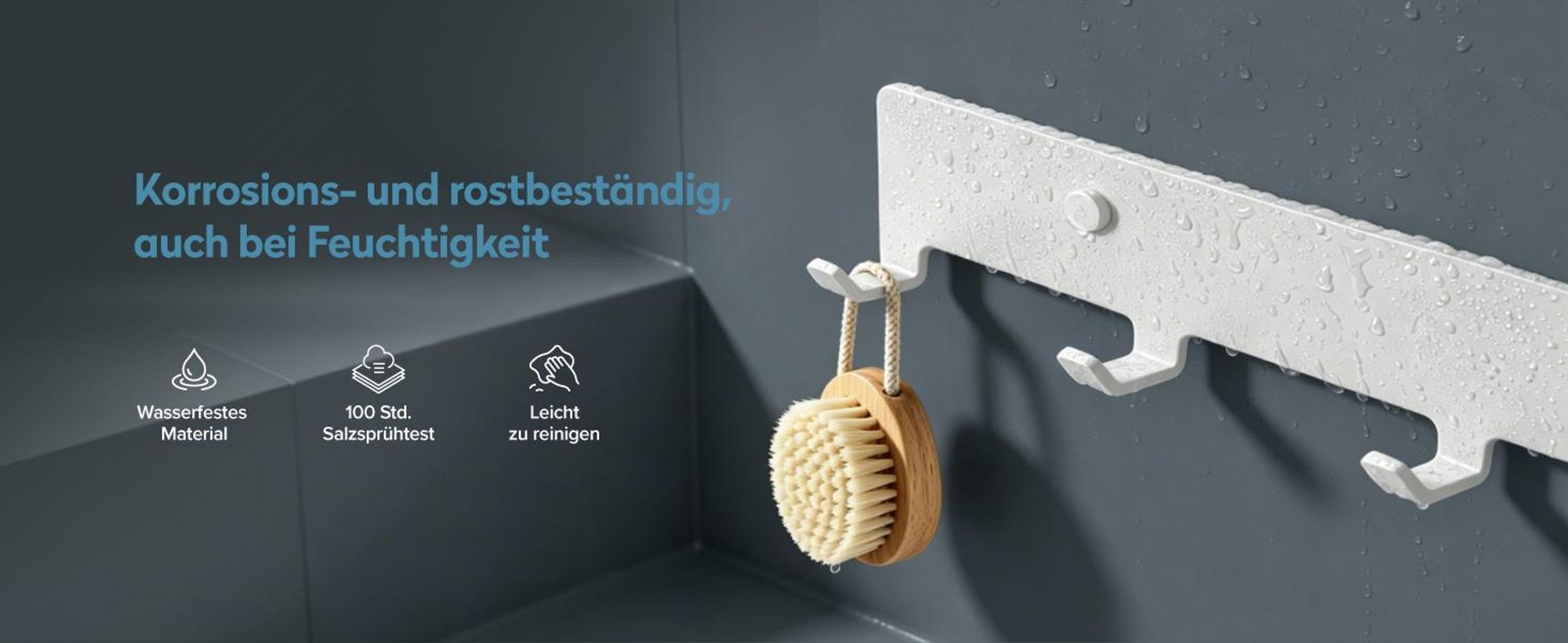 doporro Garderobenleiste mit 7 Haken, Wandgarderobe mit Garderobenhaken, Wandhaken, für Flur, Bad und Küche, weiß, Stalo-17