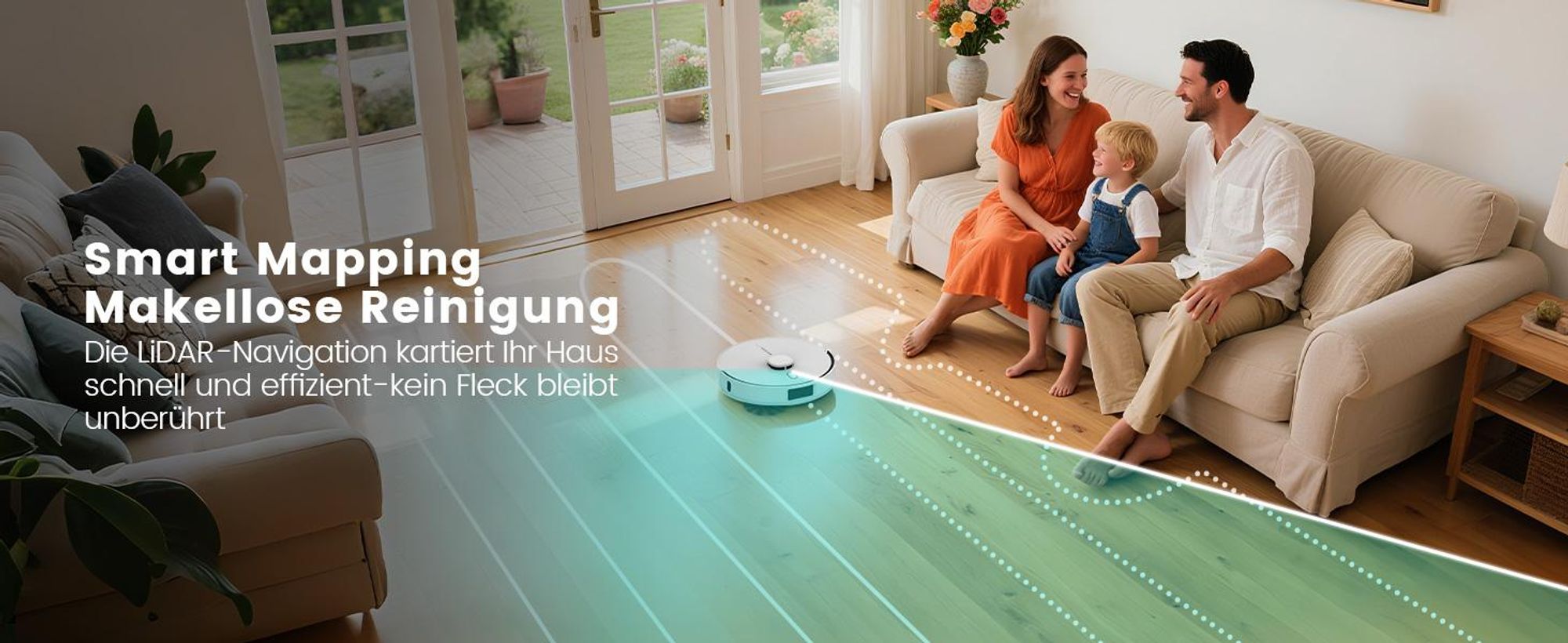 AIRROBO L60+ Staubsauger Roboter Saugroboter mit Wischfunktion, Auto-Staubentleerung, LiDAR-Navigation, 12000Pa, für Teppiche und Tierhaare