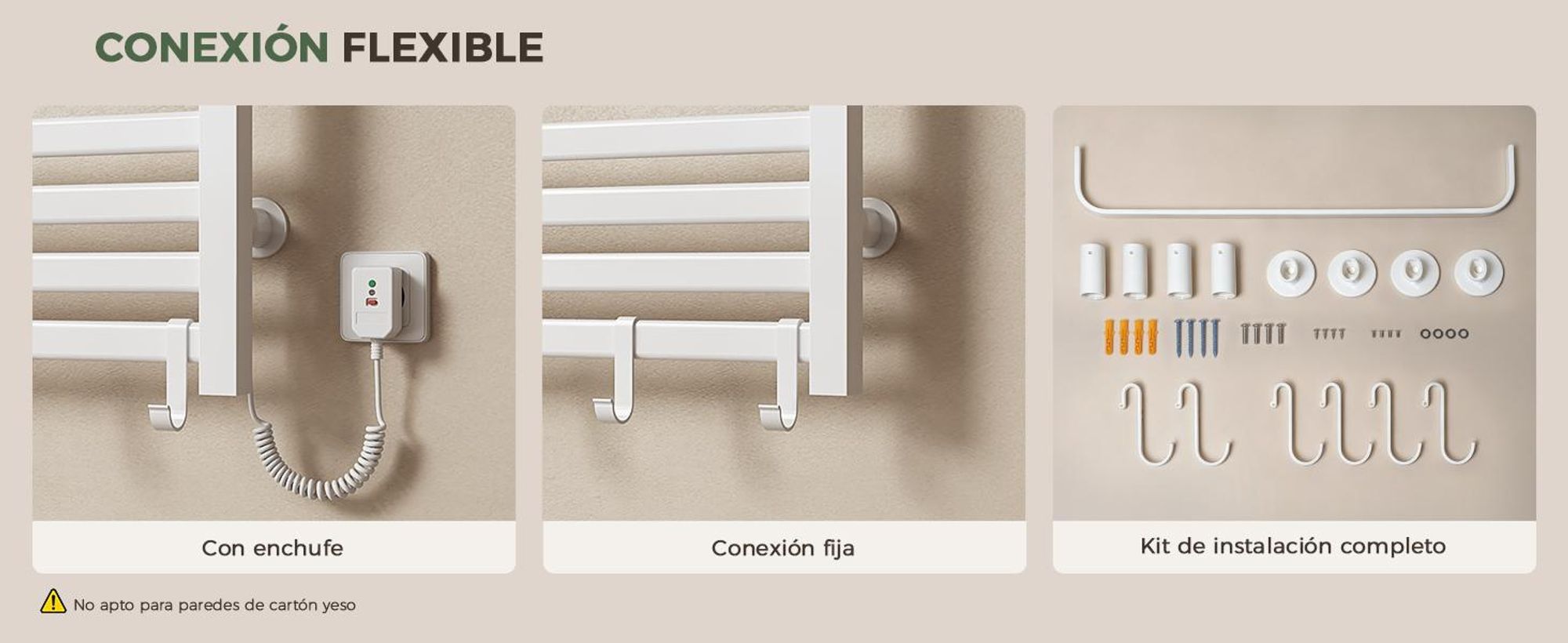S'AFIELINA Toallero eléctrico baño con balda 700 × 600 mm 233 W Blanco,Radiador toallero eléctrico WiFi con app, calefacción de fibra de carbono