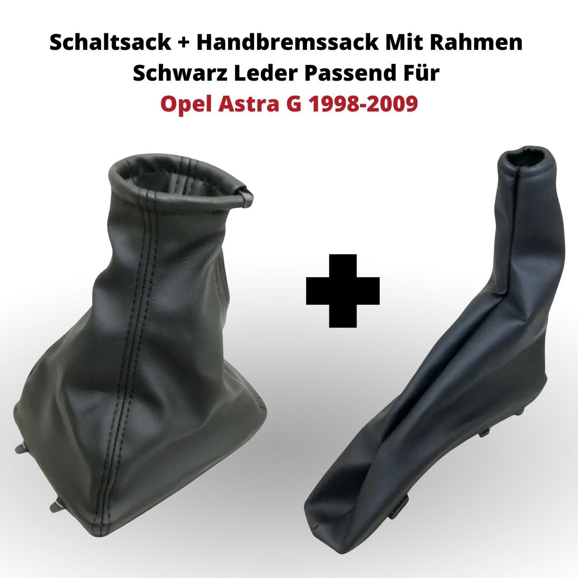Schaltsack + Handbremssack Mit Rahmen Schwarz Leder Passend Für Opel Astra G 1998-2009