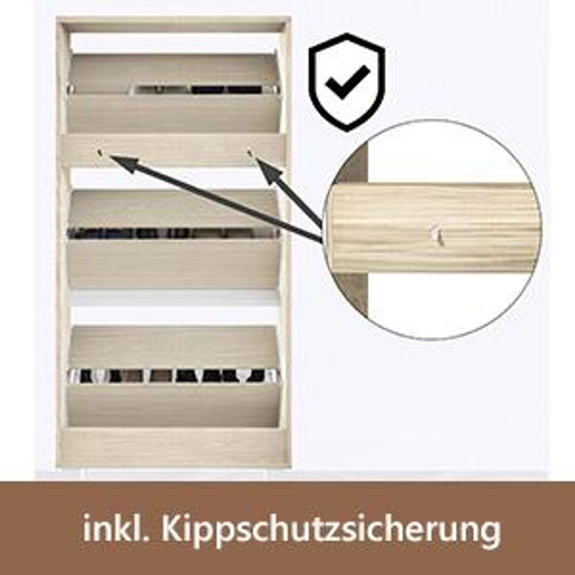 CASARIA Schuhschrank schmal für 18 Paar Schuhe, Eiche-Weiß
