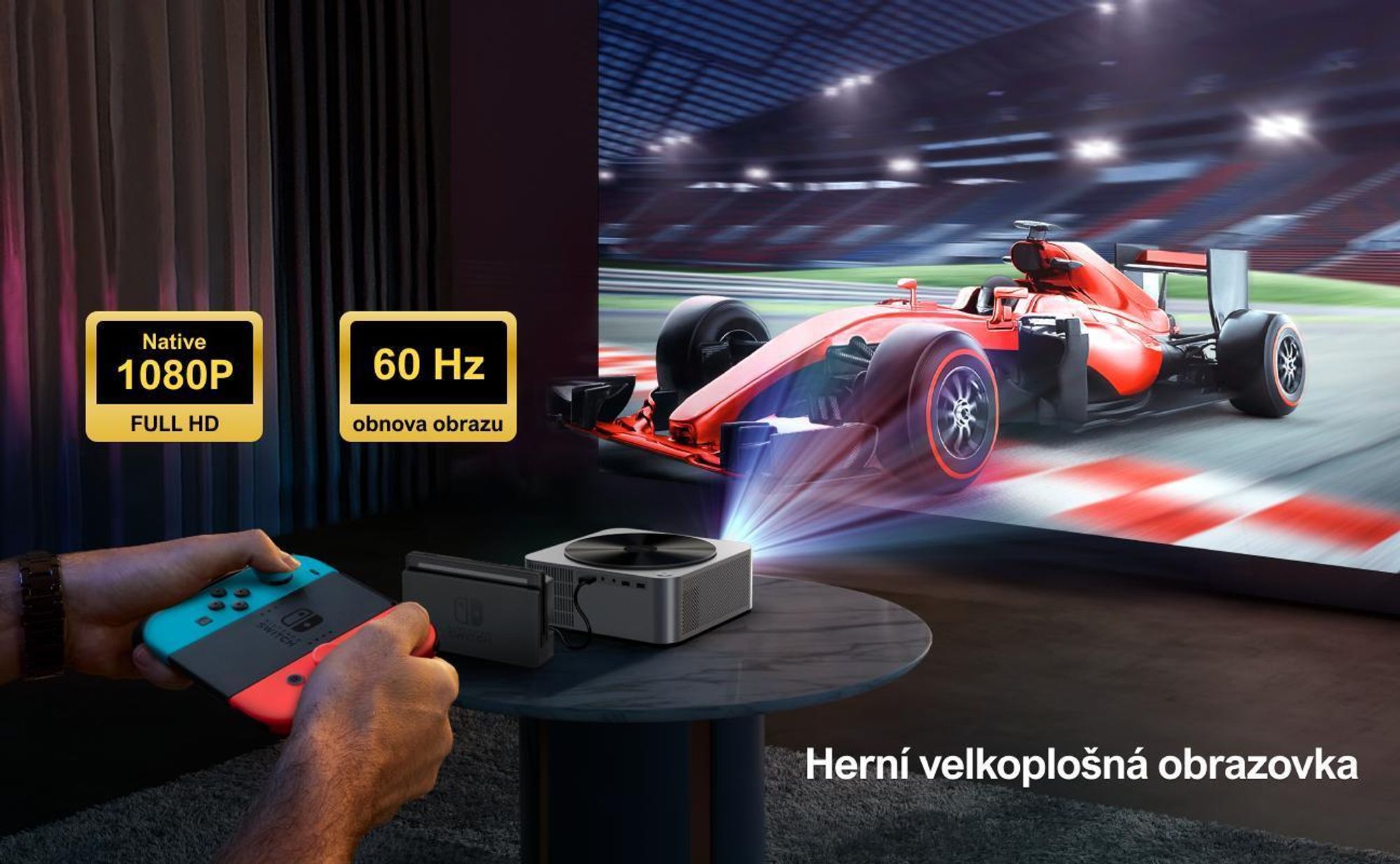 Projektor ULTIMEA 1080P Aktualizovaná verze s funkcí vyhýbání se překážkám, 700 ANSI lumenů, 15000:1, inteligentní vyrovnání plátna, Apollo-P40