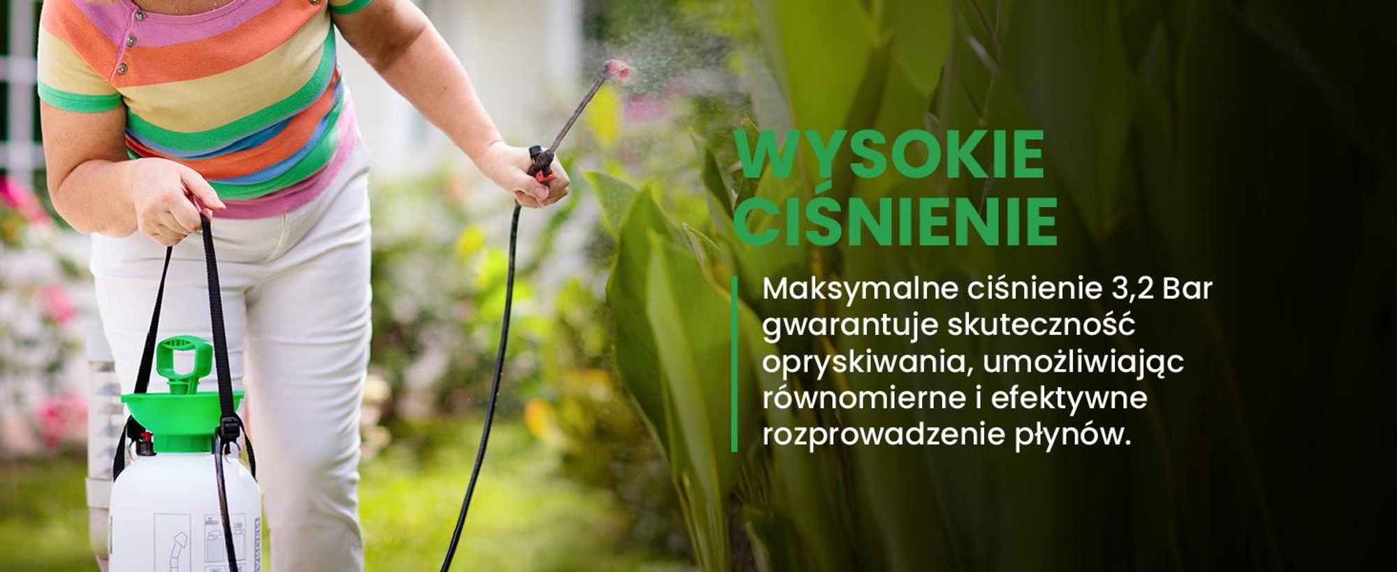Opryskiwacz ciśnieniowy pięciolitrowy z regulowaną dyszą do roślin krzewów 3,2 bar