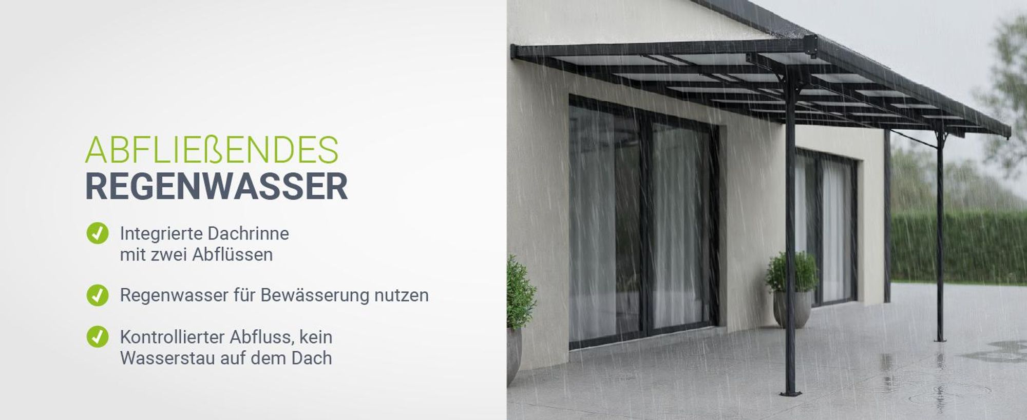 Juskys Terrassenüberdachung Borneo 4x3 m – Aluminium Terrassendach mit Doppelstegplatten Sonnenschutz Wandmontage Überdachung für Terrassen Anthrazit