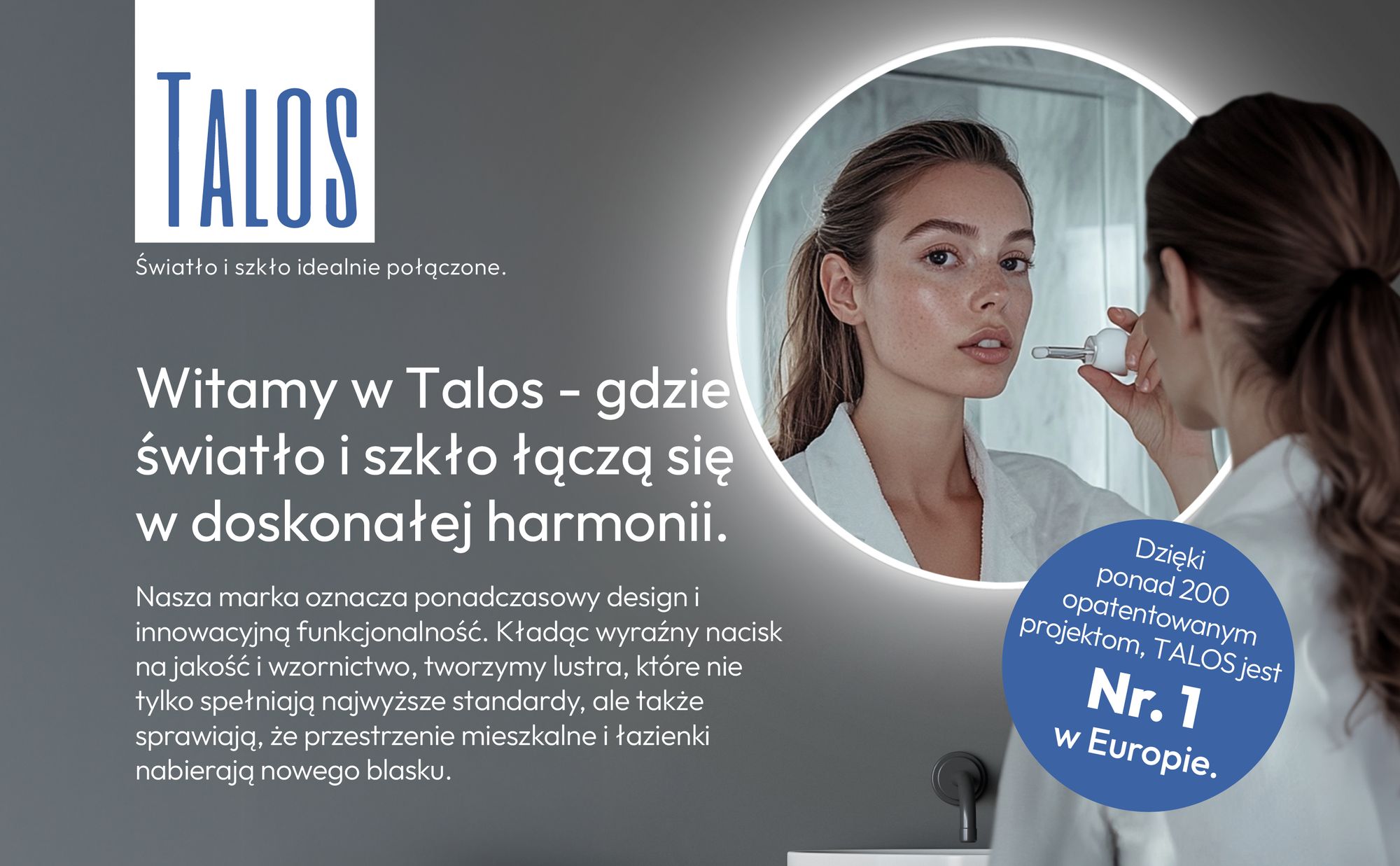 Lustro ?azienkowe z o?wietleniem TALOS Lustro ?azienkowe LED okr?g?e Ø 60 cm - dzi?ki aluminiowej obudowie nadaje si? do wilgotnych pomieszcze? - kolor ?wiat?a neutralny bia?y