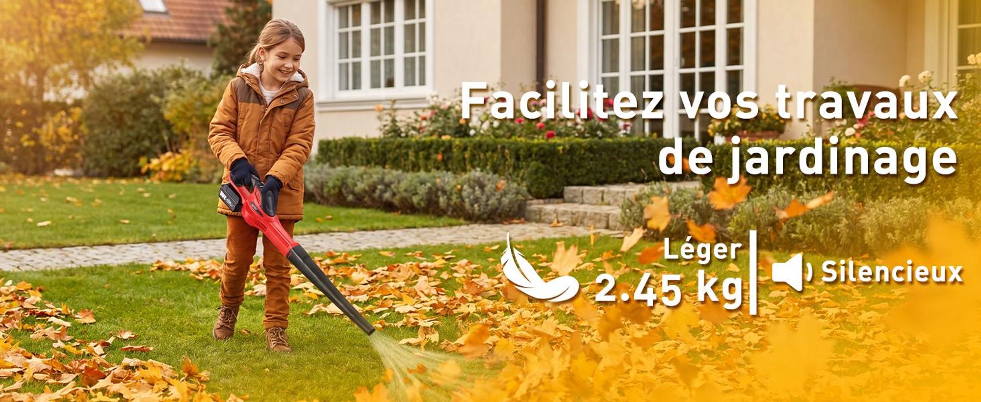 TEENO Souffleur de Feuilles sans Fil 20V - 80 m/s (288 km/h) Haute Vitesse, Batterie 3.0Ah Incluse, Léger 2.45 kg, Poignée Antidérapante pour Jardin
