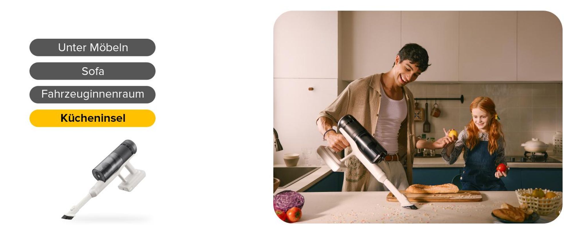 Roborock H60 Pro Handstaubsauger, Akku-Staubsauger 170AW  Saugleistung, 80 Min Laufzeit, 90° flexibles Saugrohr, LED, Anti-Tangle-Bürste für Teppiche