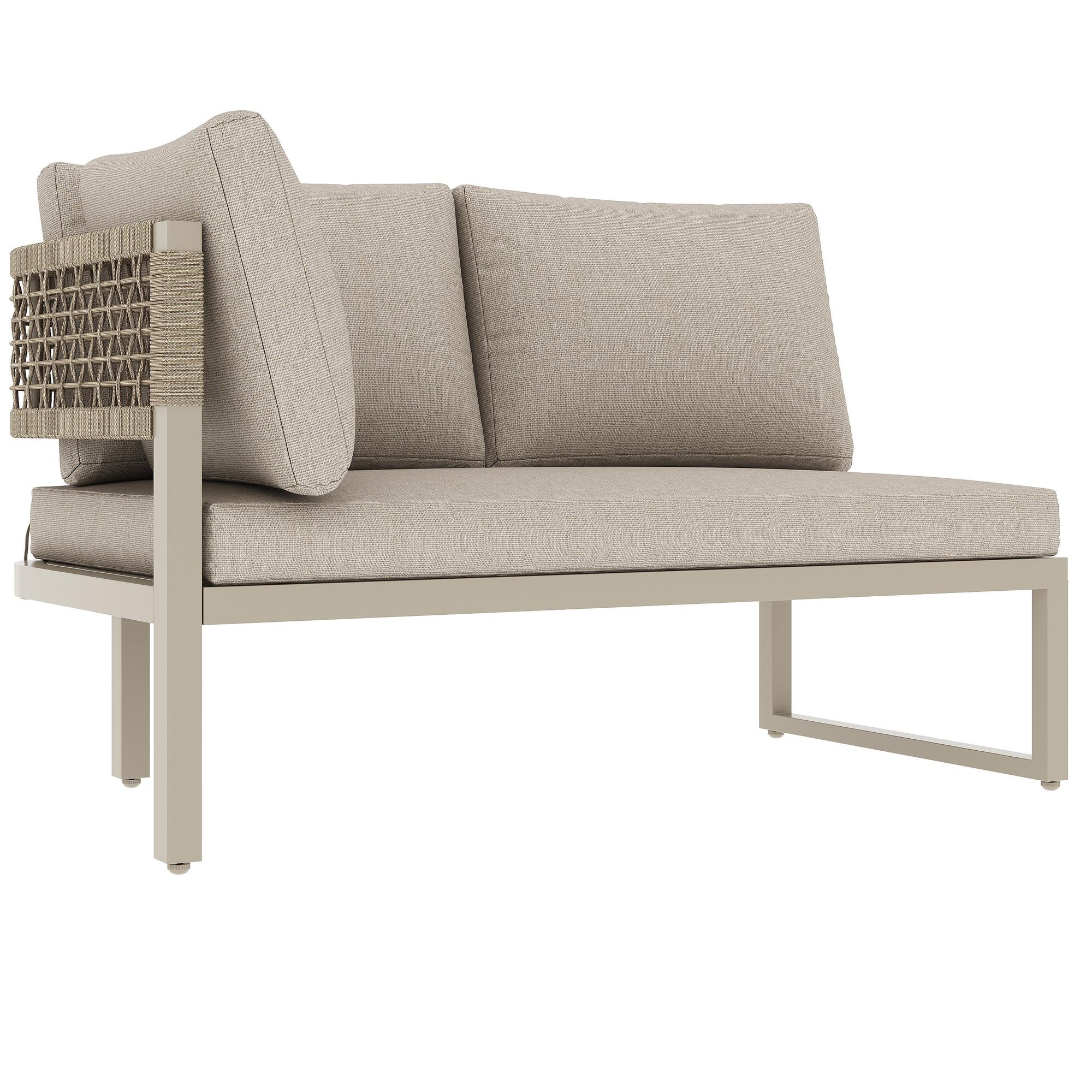 Flieks Gartenmöbel-Set 6 teilig für 8-10 Personen, Gartenlounge-Set mit Bank und Tisch, Gartengarnitur Sofagarnitur mit Seil-Design, Beige