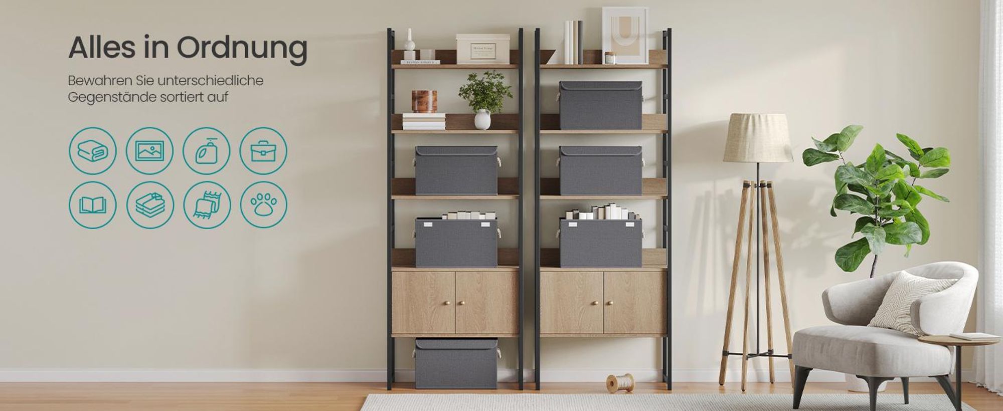 SONGMICS Aufbewahrungsbox mit Deckel, klappbar, 3er Set, 50 x 30 x 30 cm