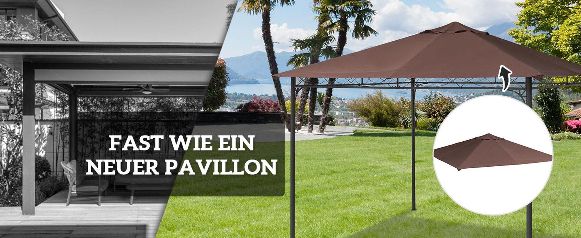 Outsunny Pavillondach, Ersatzdach für Pavillon, Pavillonabdeckung, Sonnenschutz Polyester, Kaffee, 2,98 x 2,95 m
