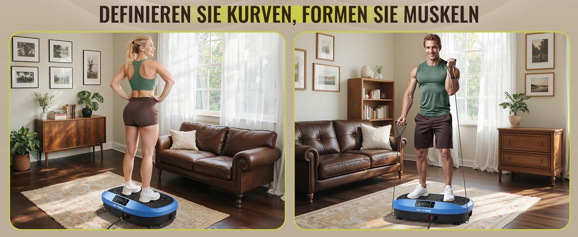 FLYBIRD Vibrationsplatte,120 Leistungsstarke einstellbare Geschwindigkeiten mit 150KG Tragkraft