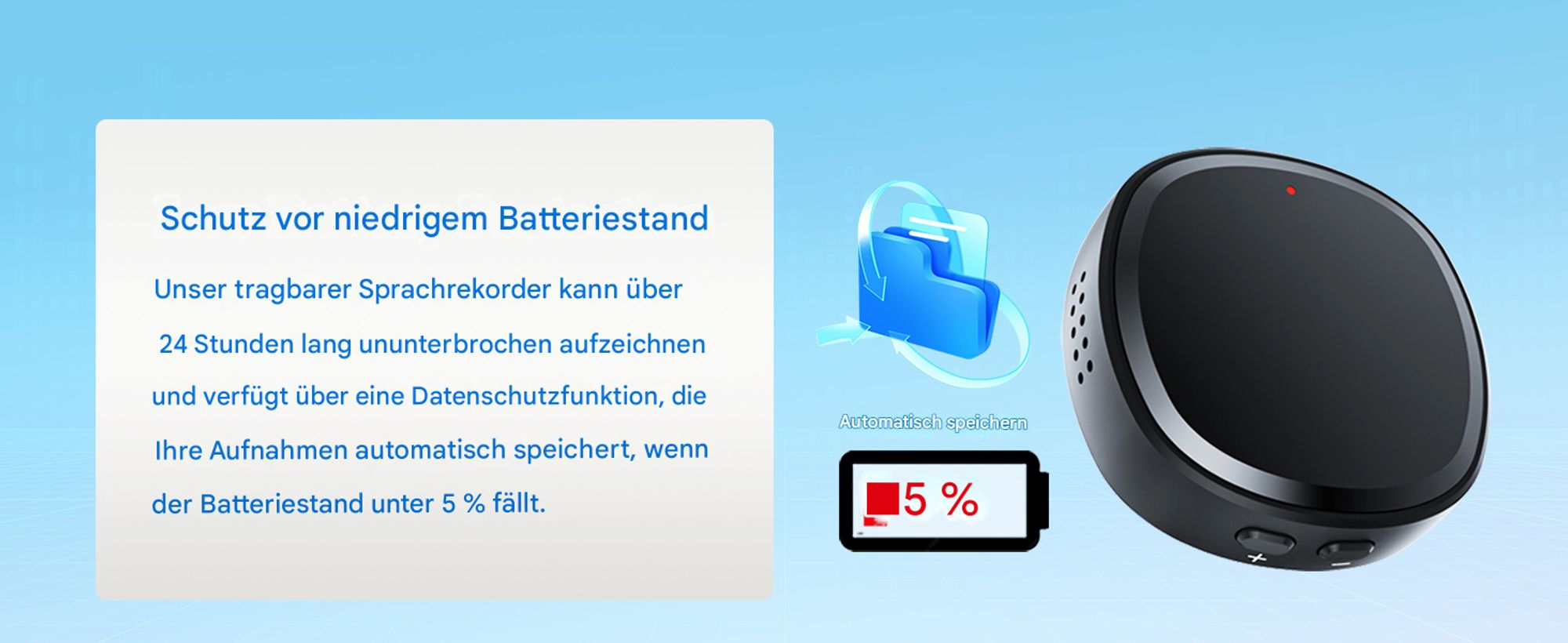 Digitaler Sprachrekorder mit 64 GB und Wiedergabefunktion – Tragbares Mini-Tonbandgerät mit Lautsprecher, sofortiger Wiedergabe und USB-Speichersticks
