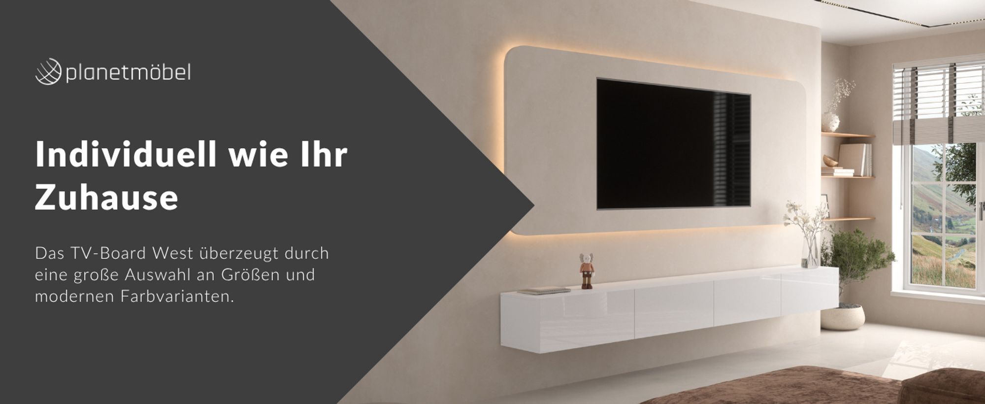 WEST TV Schrank 140 cm Fernsehtisch Sideboard, hängend oder stehend TV Möbel