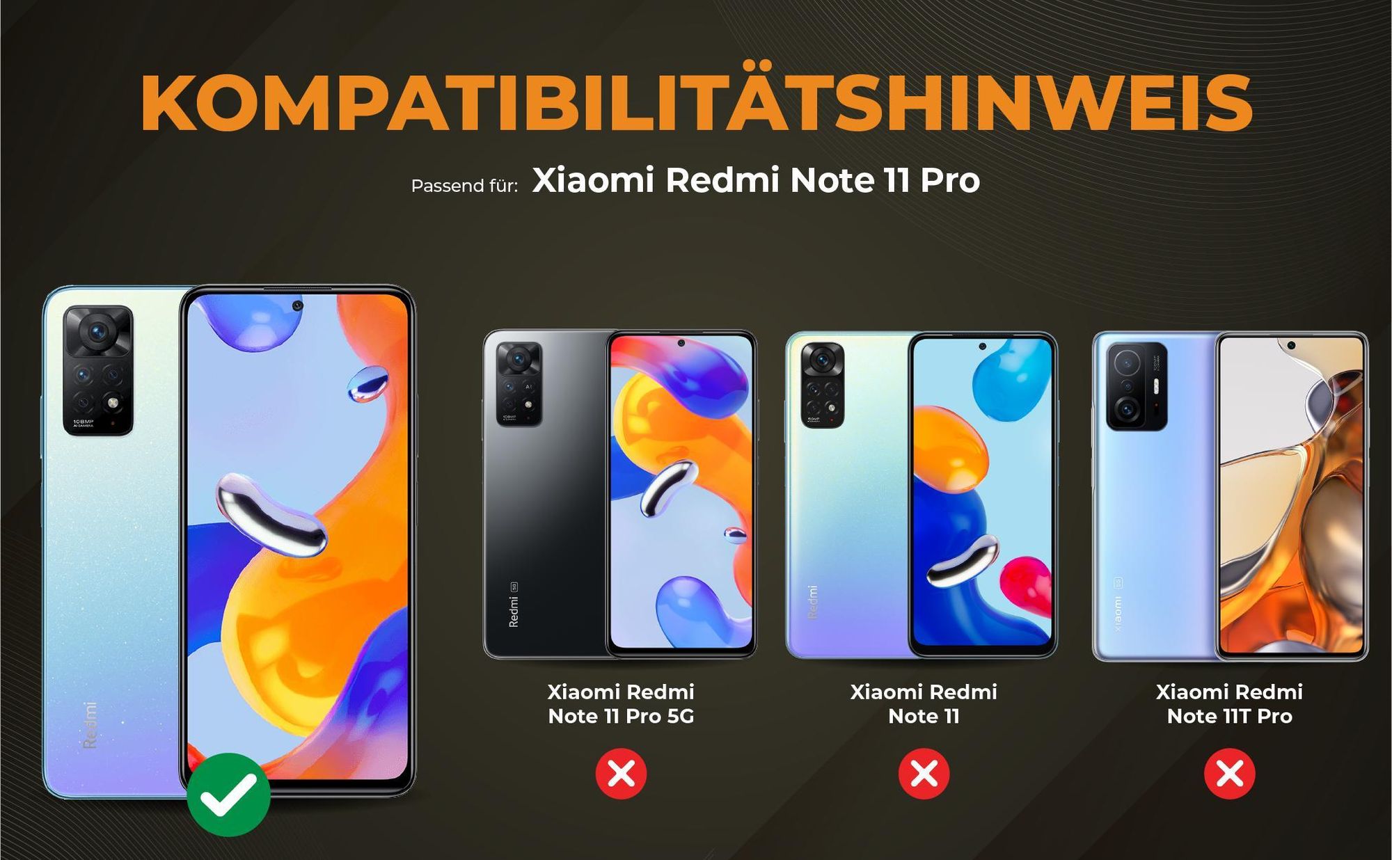 Kompatibilitätshinweise Hülle für Xiaomi Redmi Note 11 Pro