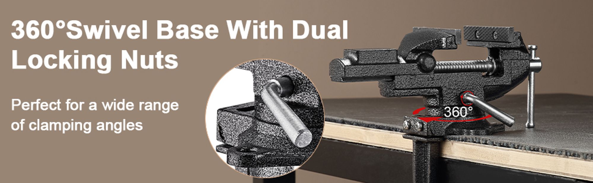 TEENO Schraubstock Drehbar, mit 360° Drehbarem Sockel, aus Gegossenem Stahl, 800 kg (Maulweite: 85mm)