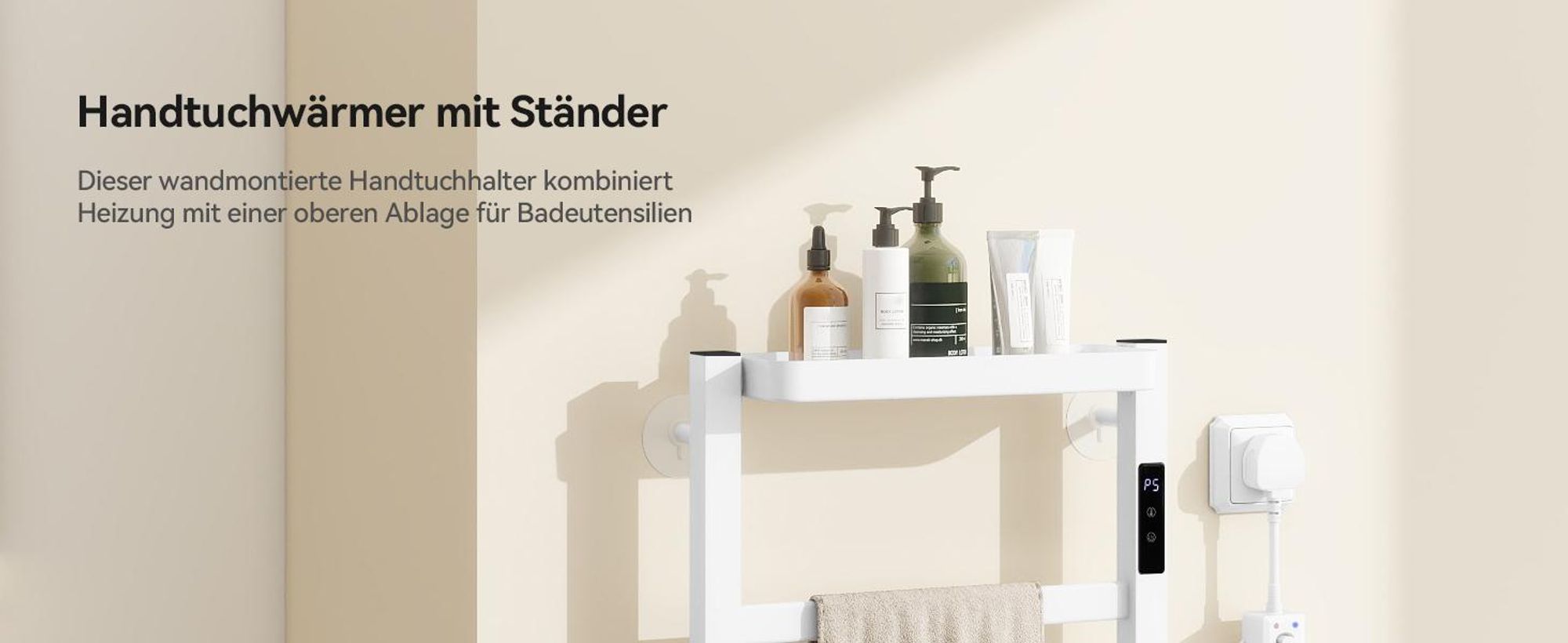 Puluomis Handtuchtrockner Elektrisch Heizkörper mit Timing Thermostat Handtuchwärmer 395 x 470mm Badheizkörper Weiß Handtuchhalter 72W