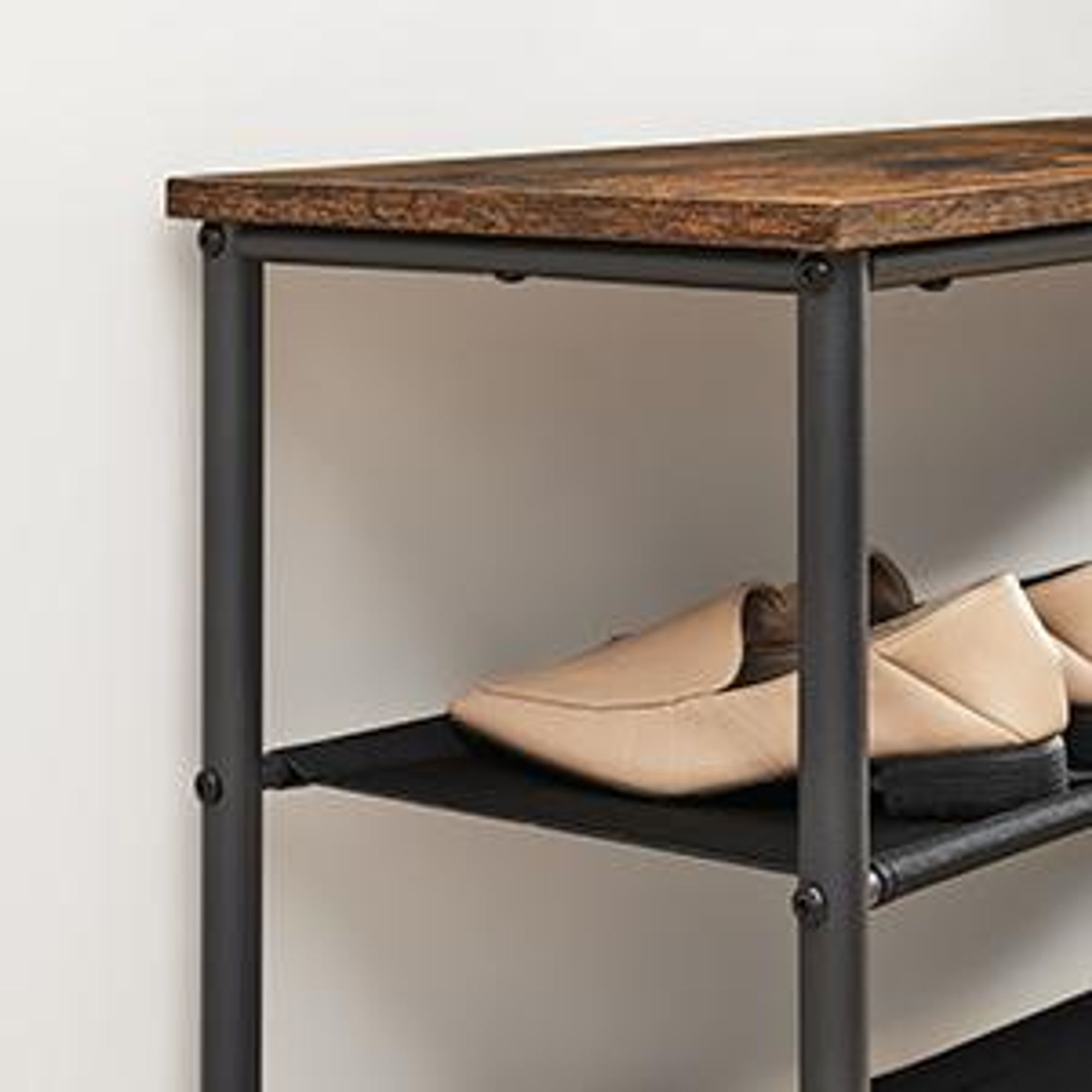 VASAGLE Schuhregal mit 4 Ebenen große Oberfläche für Taschen Schuhablage vintage
