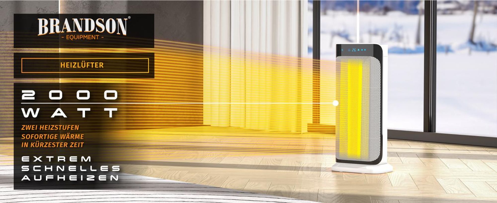 Brandson Heizlüfter 2000W, Keramikheizlüfter mit Fernbedienung, energiesparend & leise, Überhitzungsschutz, Automatische Abschaltung, Umkippschutz, 35° Oszillation, Weiß/Schwarz