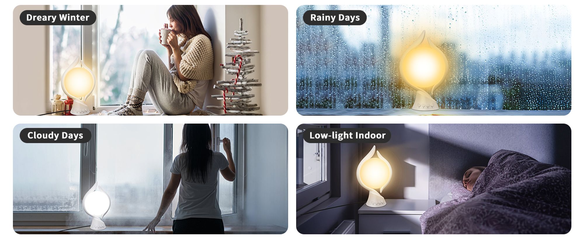 Tageslichtlampe 10000 Lux, Lichttherapielampe mit 3 Lichtfarben 4 Timer 5 einstellbare und Memoryfunktion Lichtintensität, Sonnenlicht Lampe (Weiß)