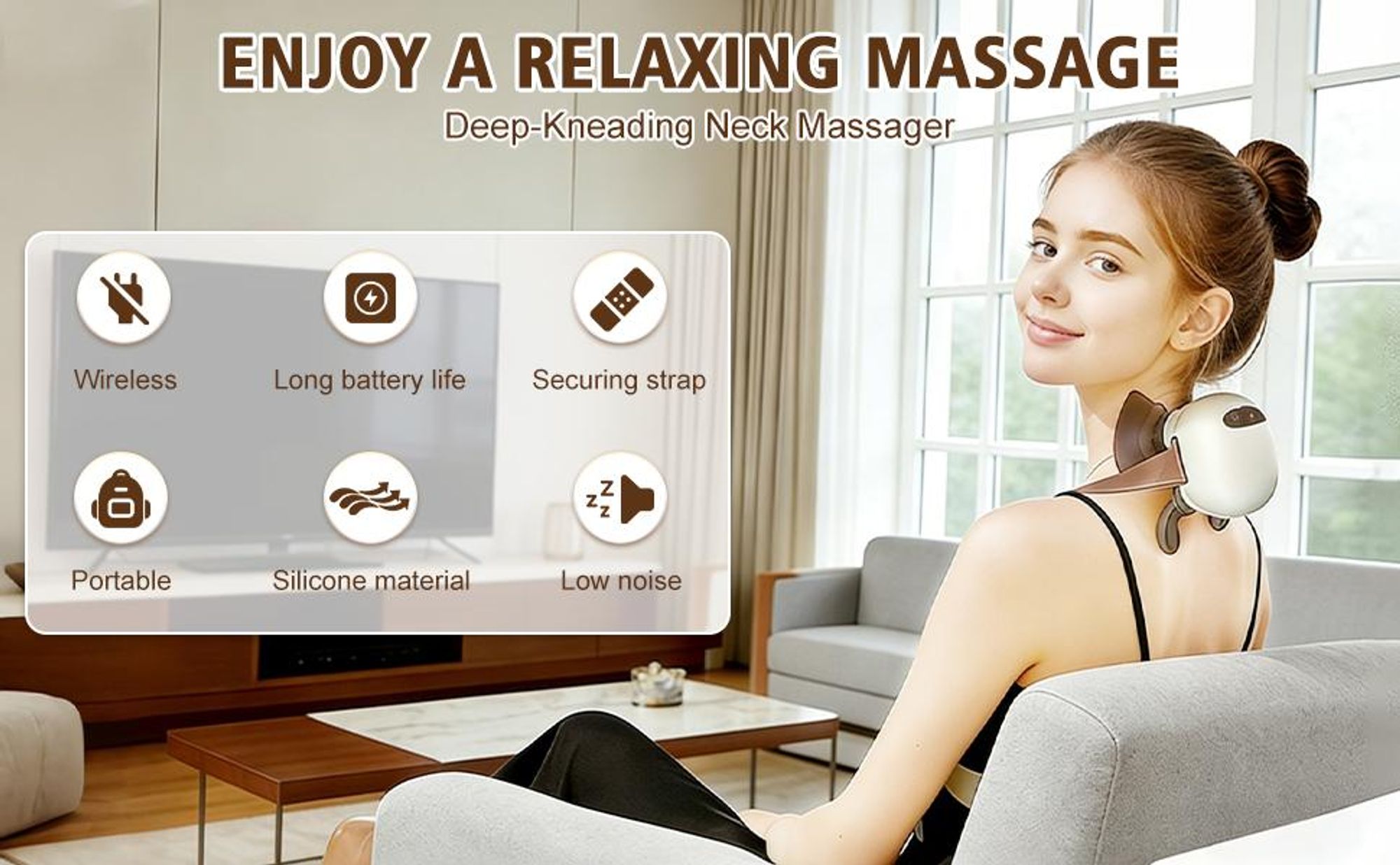 Nackenmassagegerät, Rückenmassagegerät, 4D Shiatsu Massagegerät mit Wärme, Tiefengewebe-Knetmassage, Muskel- & Schmerzlinderung