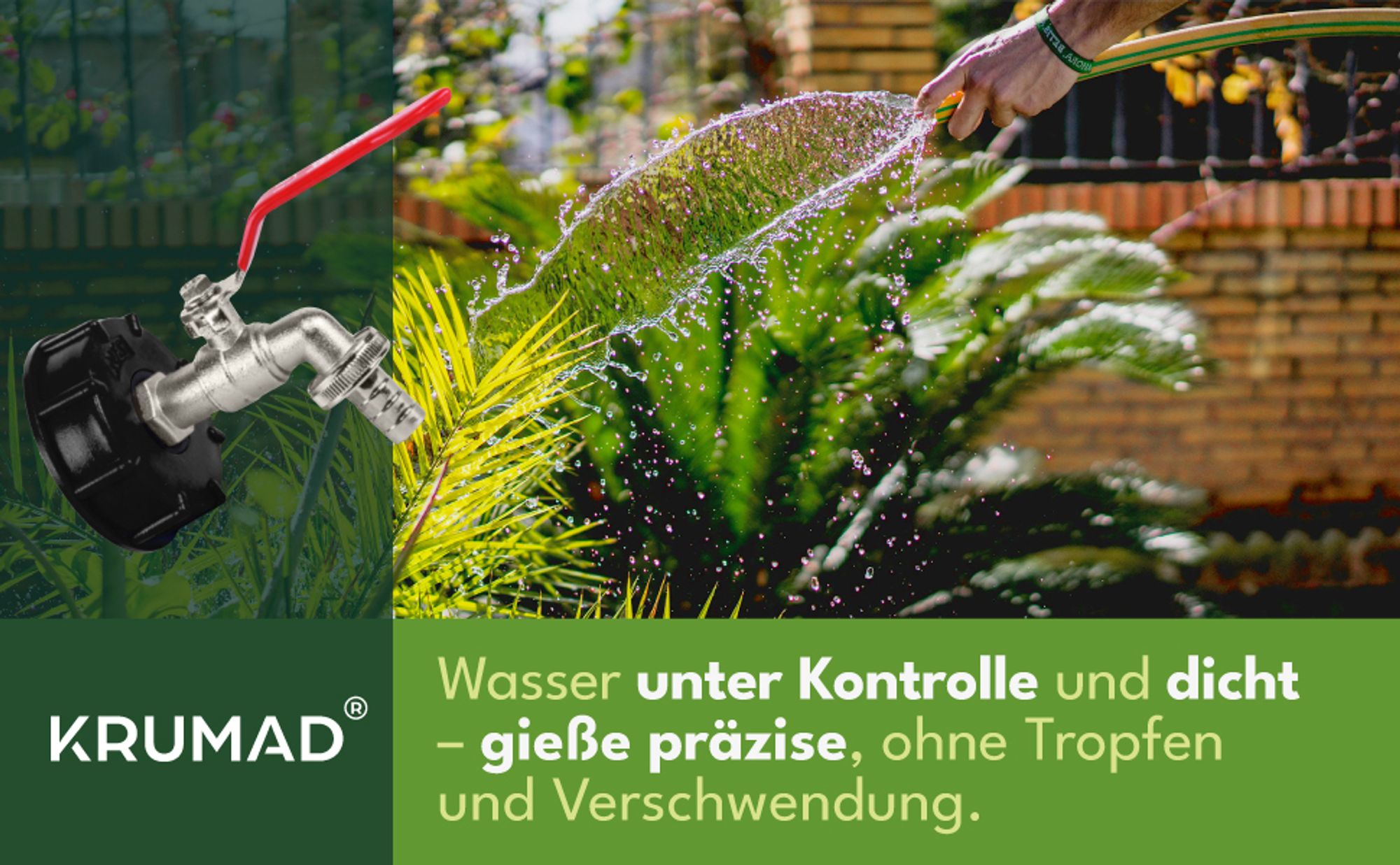 KRUMAD Kugelhahn 1/2 Zoll Wasserhahn für Garten und Außenbereich IBC Zapfventil S60x6 Frostsicher und Korrosionsbeständi