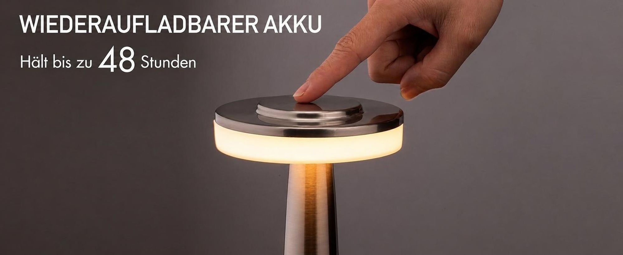 Schreibtischlampe,Nachttischlampe,Nachtlicht, Touch Steuerung Augenschutz Leselampe,Kabellos Dimmbar Tischleuchte,dreifarbige Lampe,LED-Metall, Silber