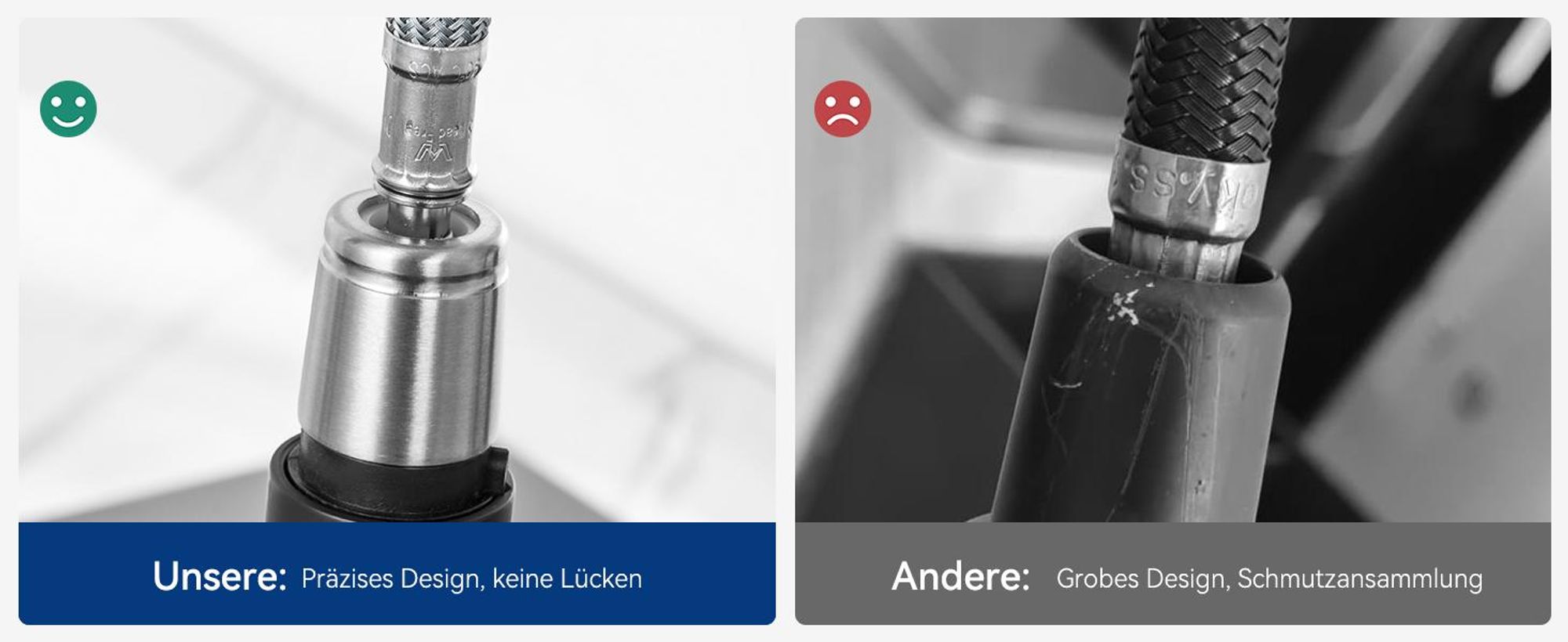 Wasserhahn Küchenarmatur, 360° Drehbar Spültischarmatur, Cecipa Ausziehbare Küchenarmatur 304 Edelstahl, Ausziehbarer Wasserhahn, Schwarz