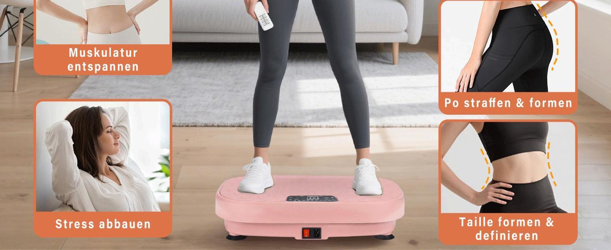 ZMH Vibrationsplatte Vibrationsplatte bis 150kg 9 Trainingsprogramme 199 Intensitätsstufen 200 W Vibration Plate Bluetooth Fitnessgeräte Zuhause Rosa