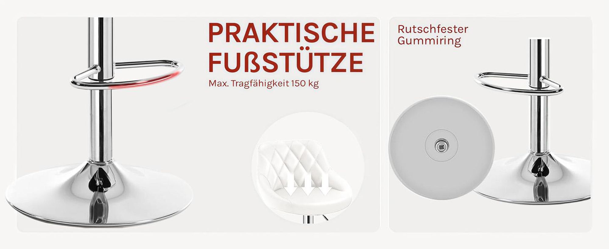 2er Set Barhocker Höhenverstellbar Drehbar Barstuhl Bistrohocker Tresenhocker Fußstütze