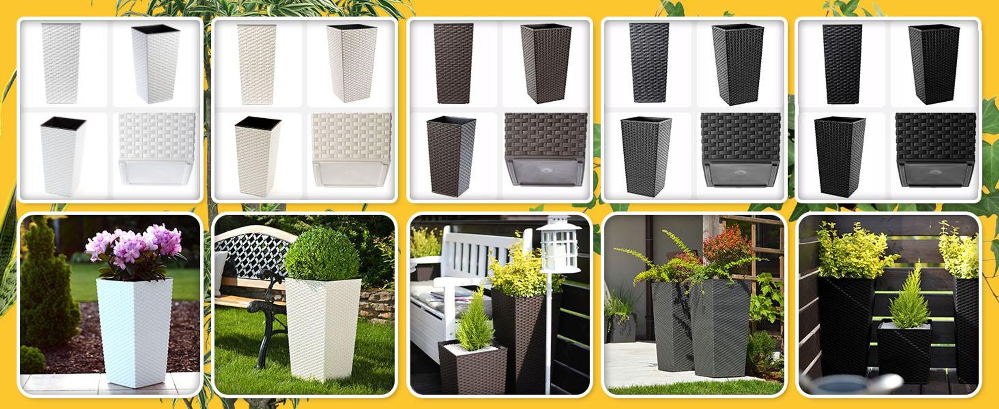 KADAX Blumentopf Set, Blumenkübel aus Kunststoff "Tuluza", Innen- und Außenbereich, Grafit, 3er Set