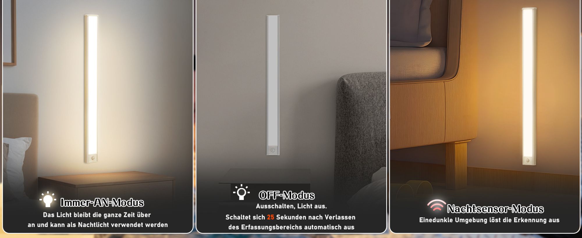 ZMH Unterbauleuchte Küche Led Dimmbar 3 Farbtemperatur Schrankbeleuchtung mit Bewegungsmelder 40CM 2er Silber  Schrankleuchte USB Wiederaufladbar