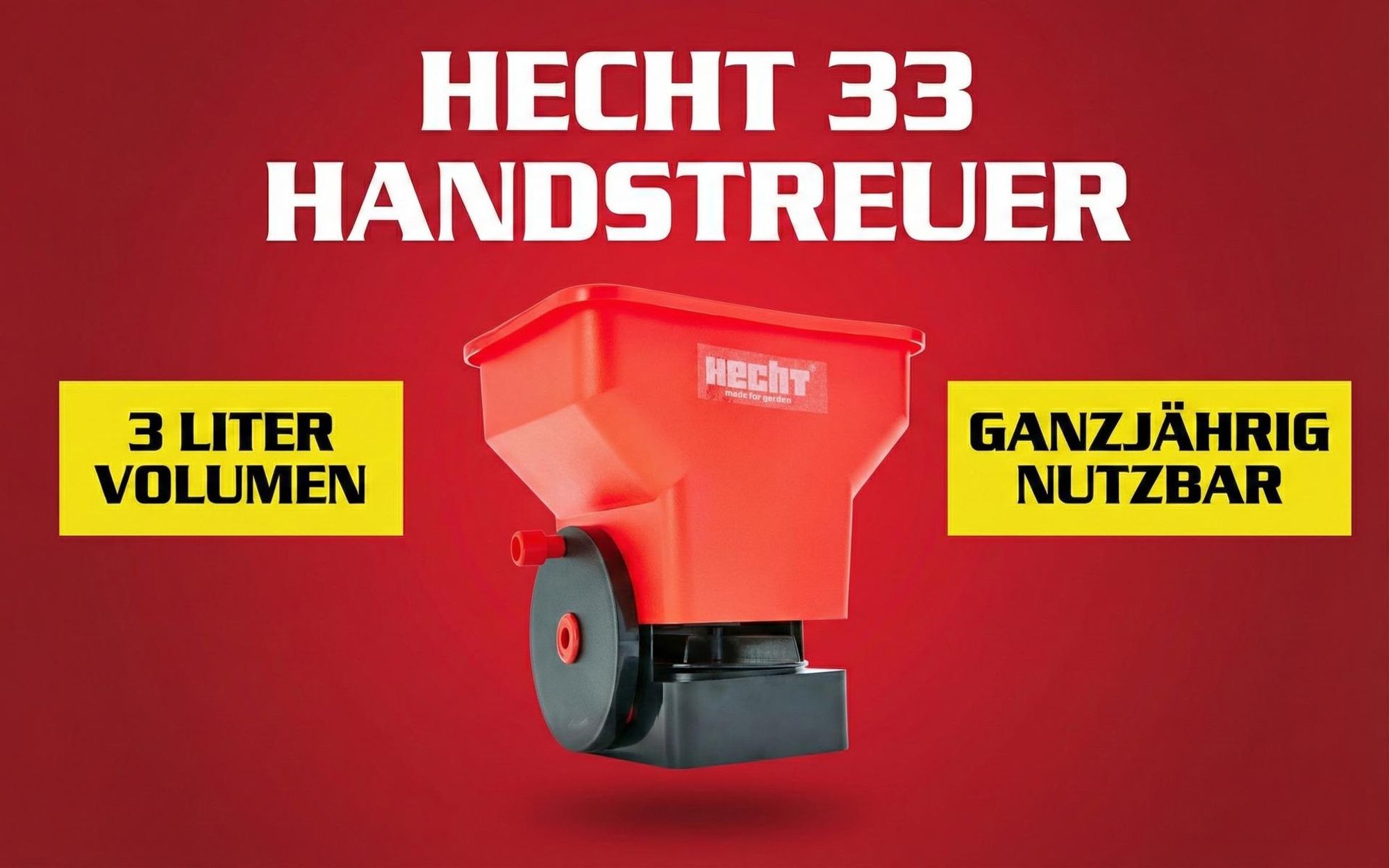 HECHT 33 Handstreuer Düngerstreuer | 3 Liter | Streubreite: 1,8 - 3,6 m | 3-Stufig