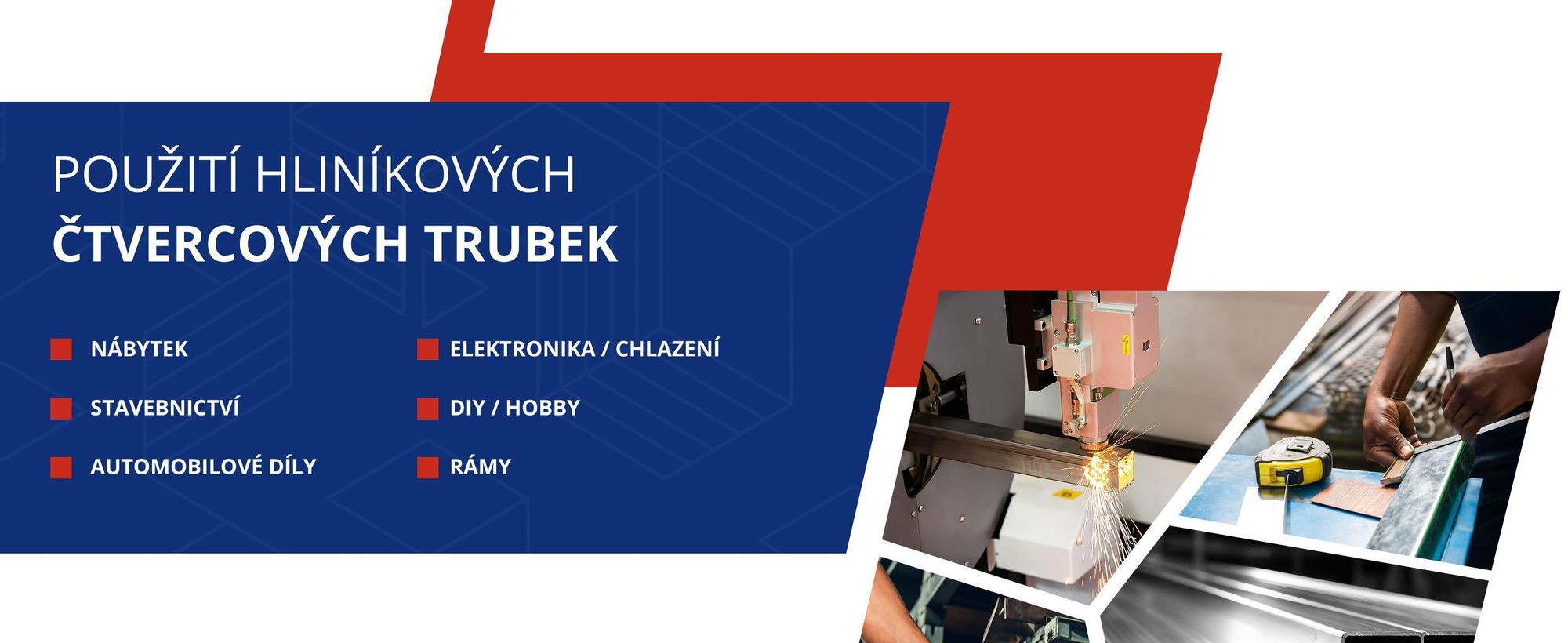Hliníkový profil 15x15x1mm 100 cm Čtvercová trubka + řez na míru