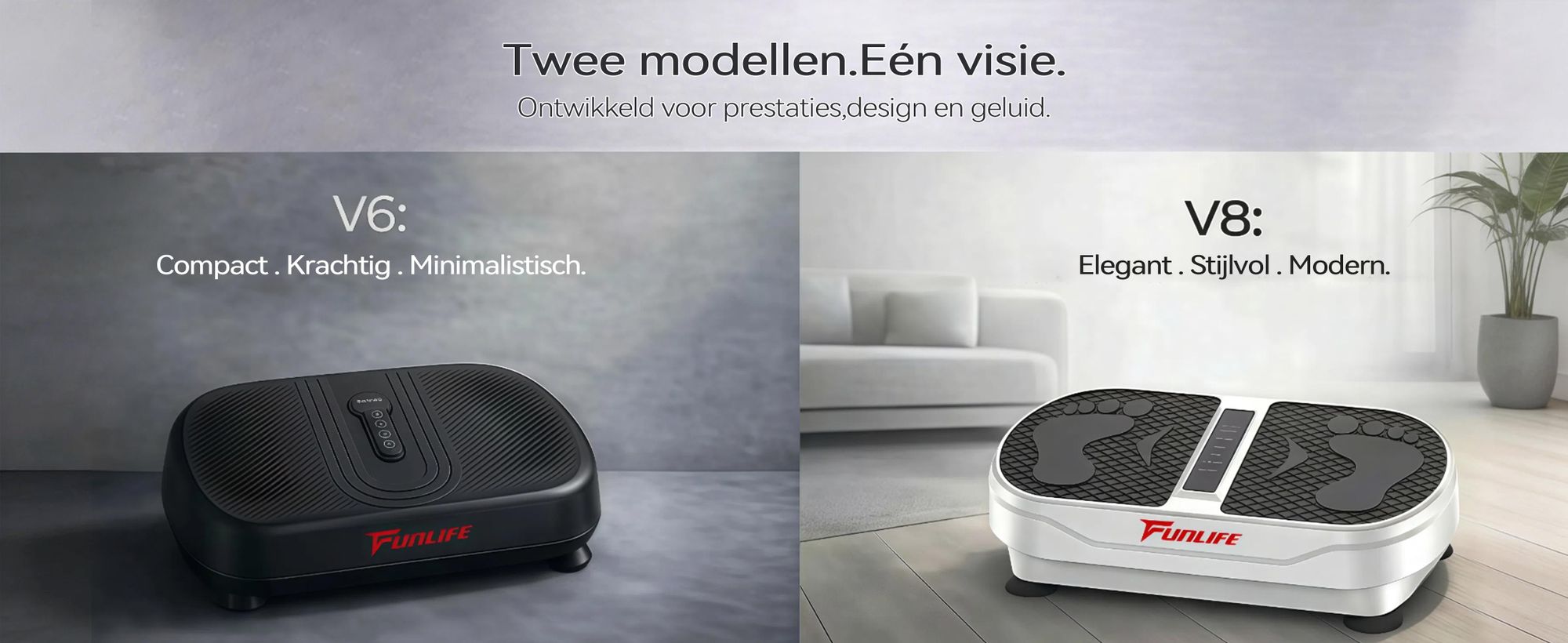 FunLife V8 Trillingsplatform – 180 intensiteitsniveaus, 5 programma's, Bluetooth-luidspreker, weerstandsbanden, geruisloos, training voor het hele lichaam, geschikt tot 120 kg