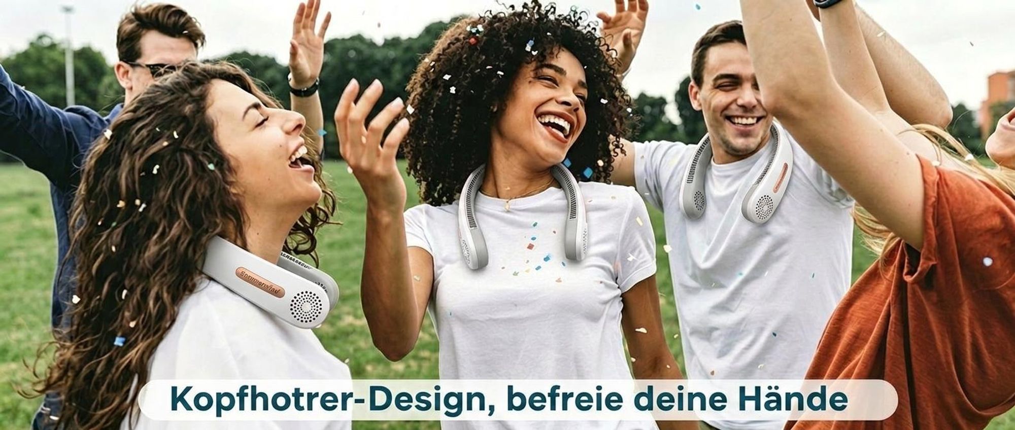 Nackenventilator, Halsventilator, blattlos, leise, USB, 4000mAh, 3 Stufen, 4Turbinen, 360° Luftstrom, für Reisen & Büro(Weiß)