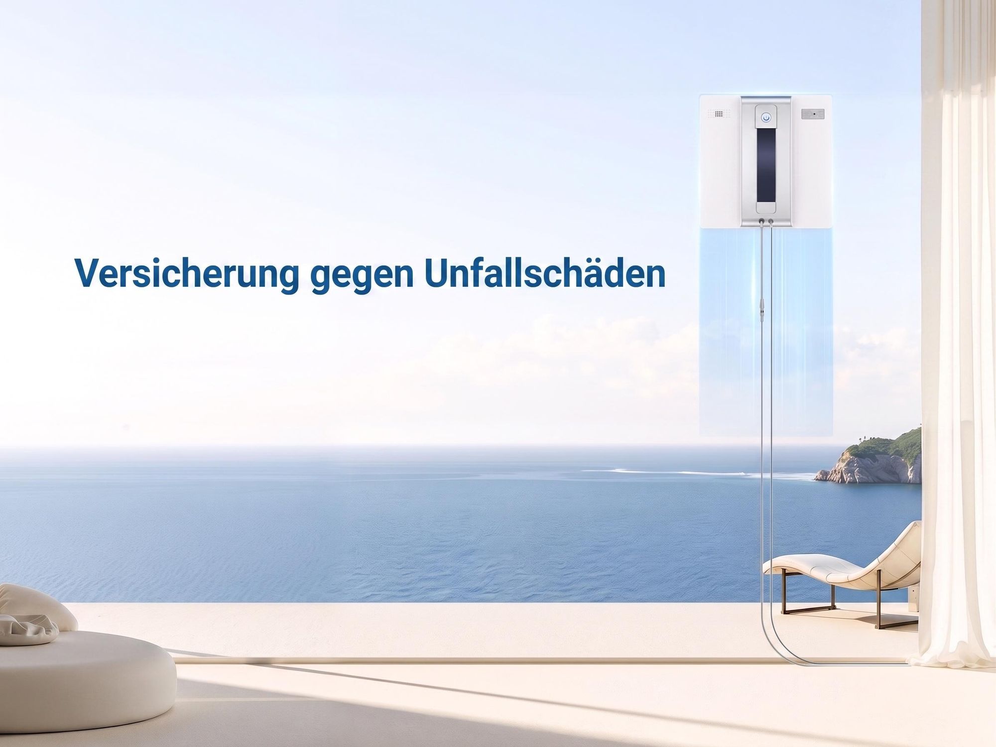 Lubluelu CHYW200 Smart Fensterputzroboter, Fensterroboter mit Dual-Sprüher, 9000Pa Saugkraft, Automatische Reinigung, Fernbedienung & Sicherheitsseil