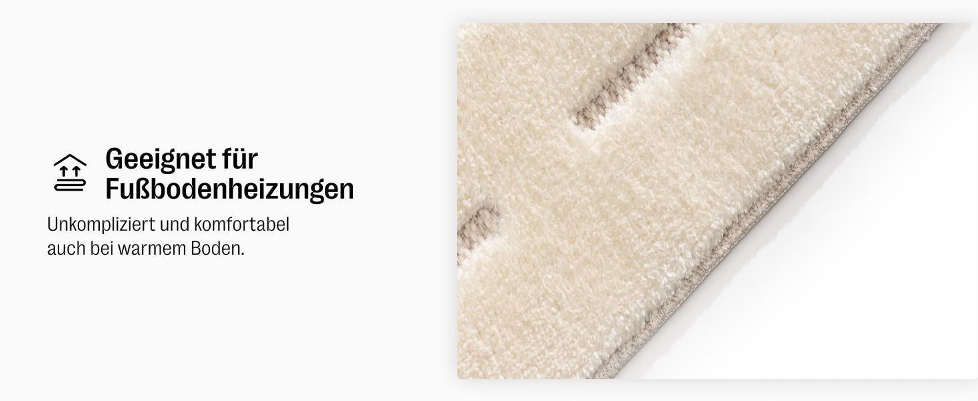 benuta Teppich Wohnzimmer Elvy Creme/Beige 140x200 cm Wohnzimmerteppich Rechteckig Muster Kurzflor Flauschig Weich